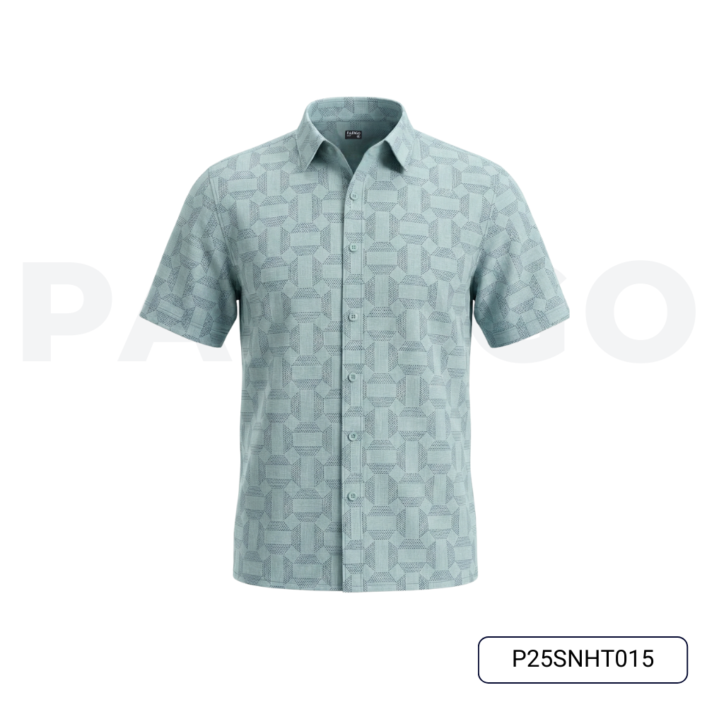 Áo sơ mi nam trung niên PAPAGO tay ngắn lai ngang - vải xô đũi in họa tiết - P25SNHT015_thumbnail_15