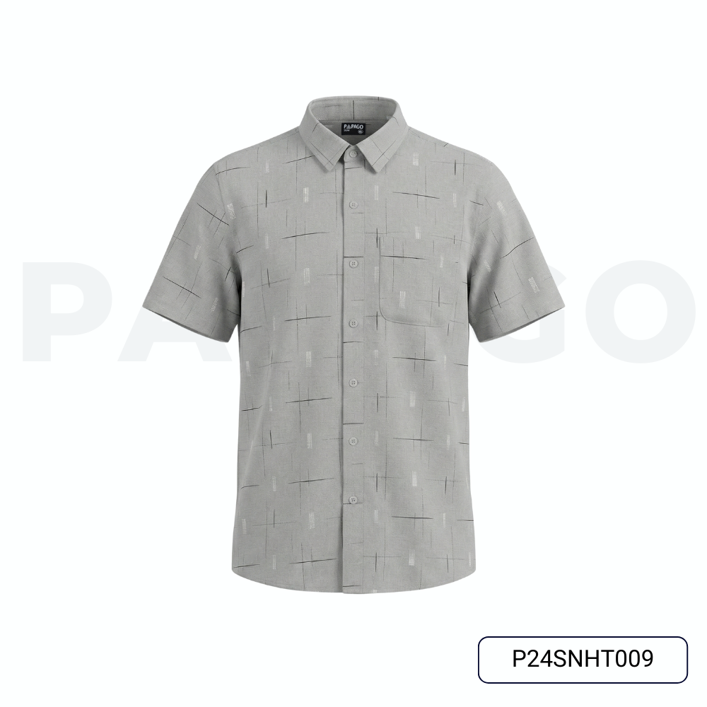 Áo sơ mi nam trung niên PAPAGO tay ngắn lai bầu vải xô đũi in họa tiết - P24SNHT009_thumbnail_9