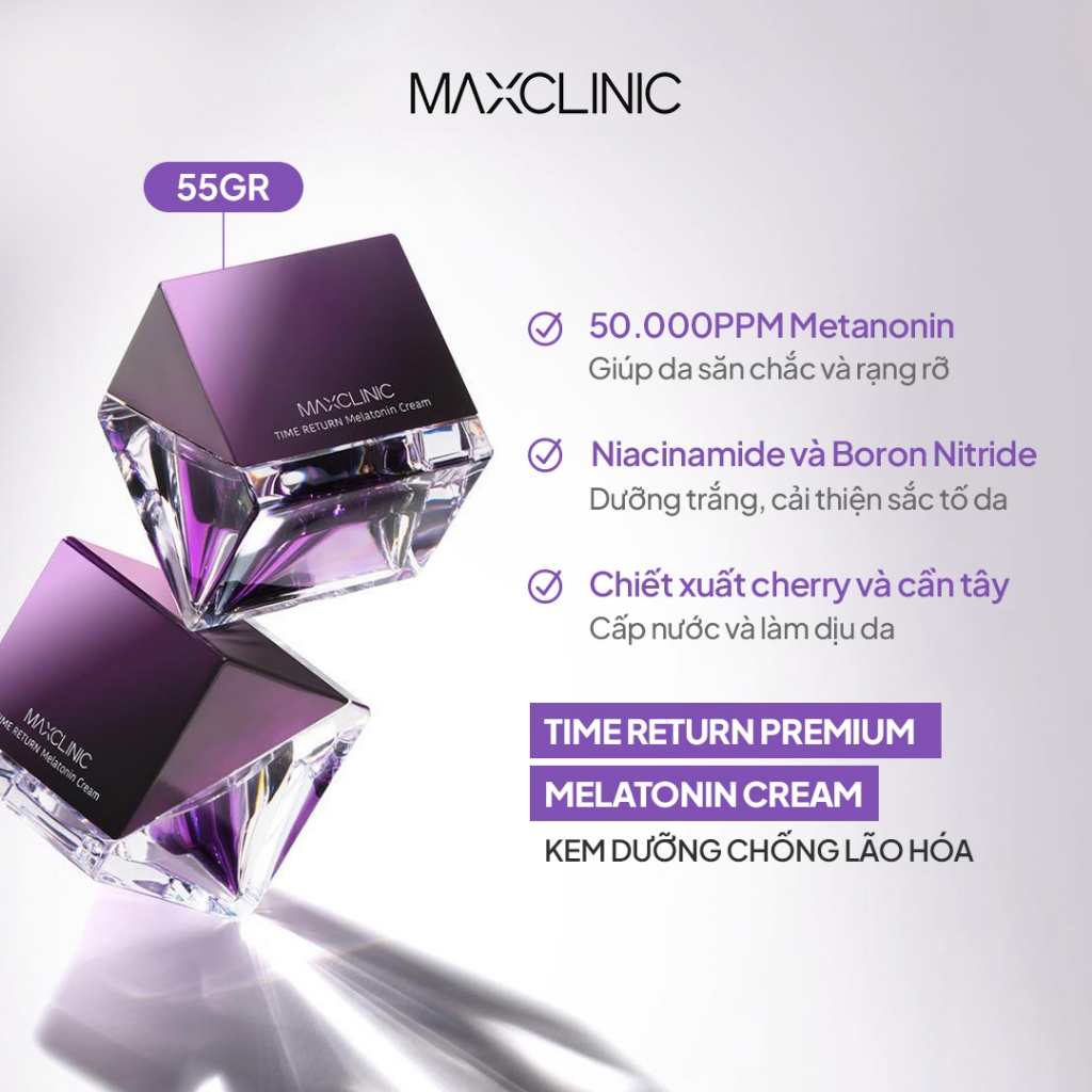 Kem Dưỡng Trị Thâm Nám MAXCLINIC Time Return Melatonin Cream 55gr
