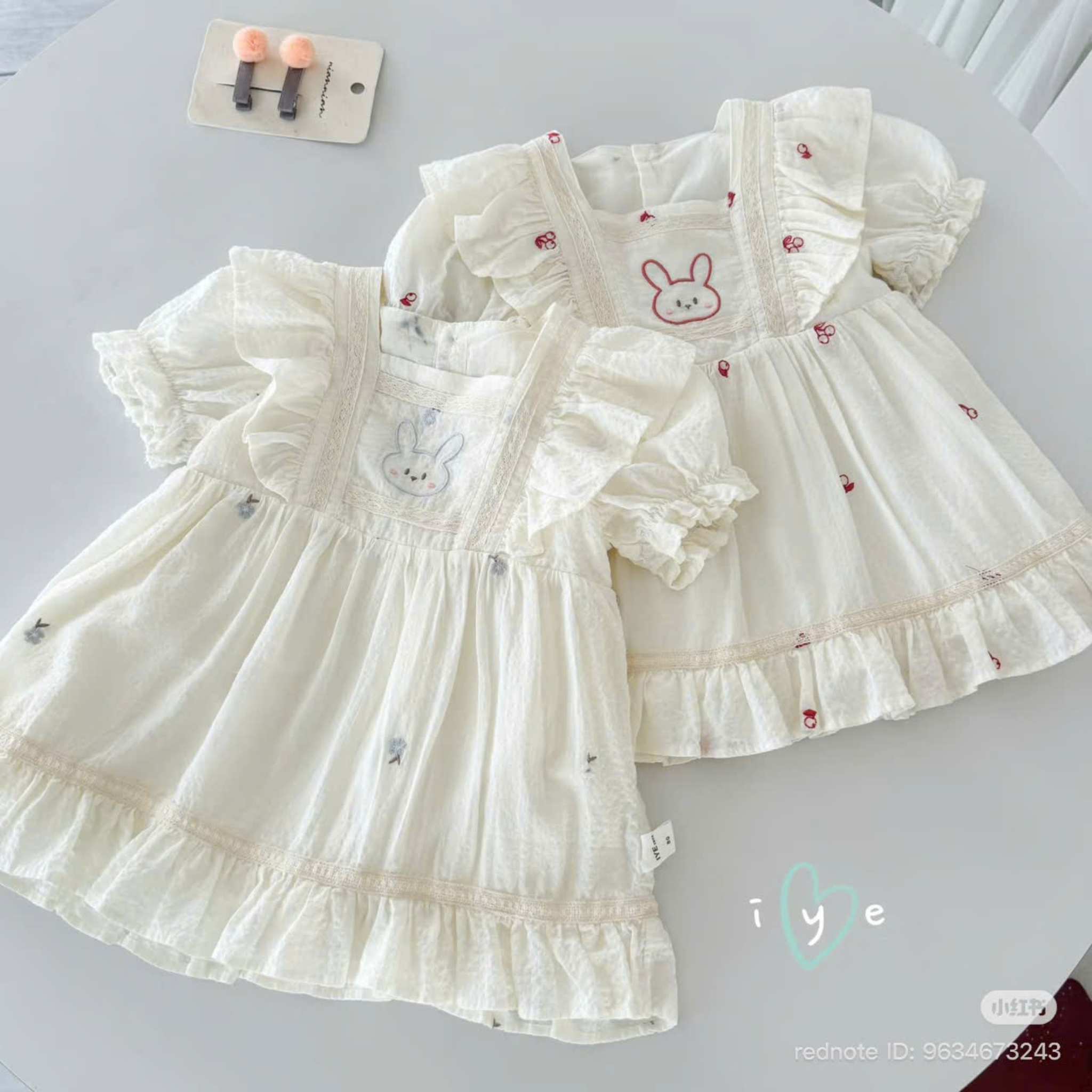 A75 - Áo thô bèo vai thêu thỏ hãng IYE (Sz80-100)