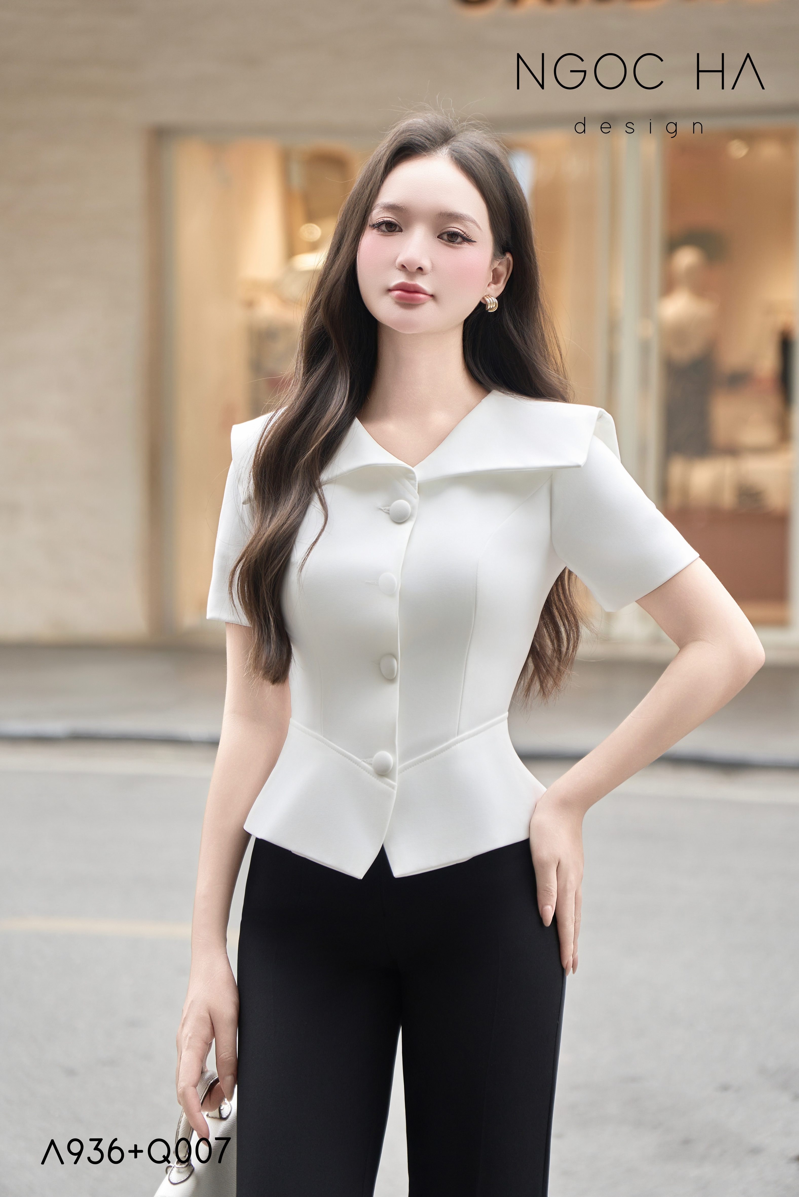Fiona Top_ Áo Vest Cổ Ngang Vạt Chéo Tay Cộc Màu Trắng A936_thumbnail_1