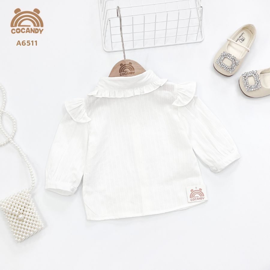 Áo dài TRẮNG cổ viền bèo vai phối bèo_thumbnail_2