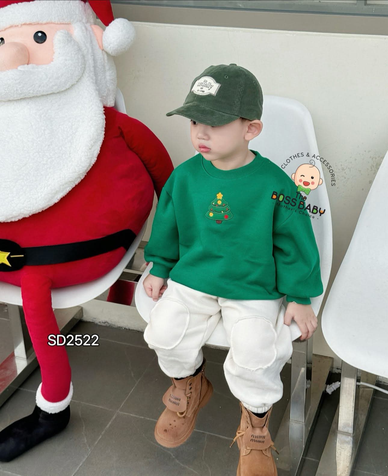 Set bộ nỉ bông xanh kem thêu cây thông_thumbnail_2