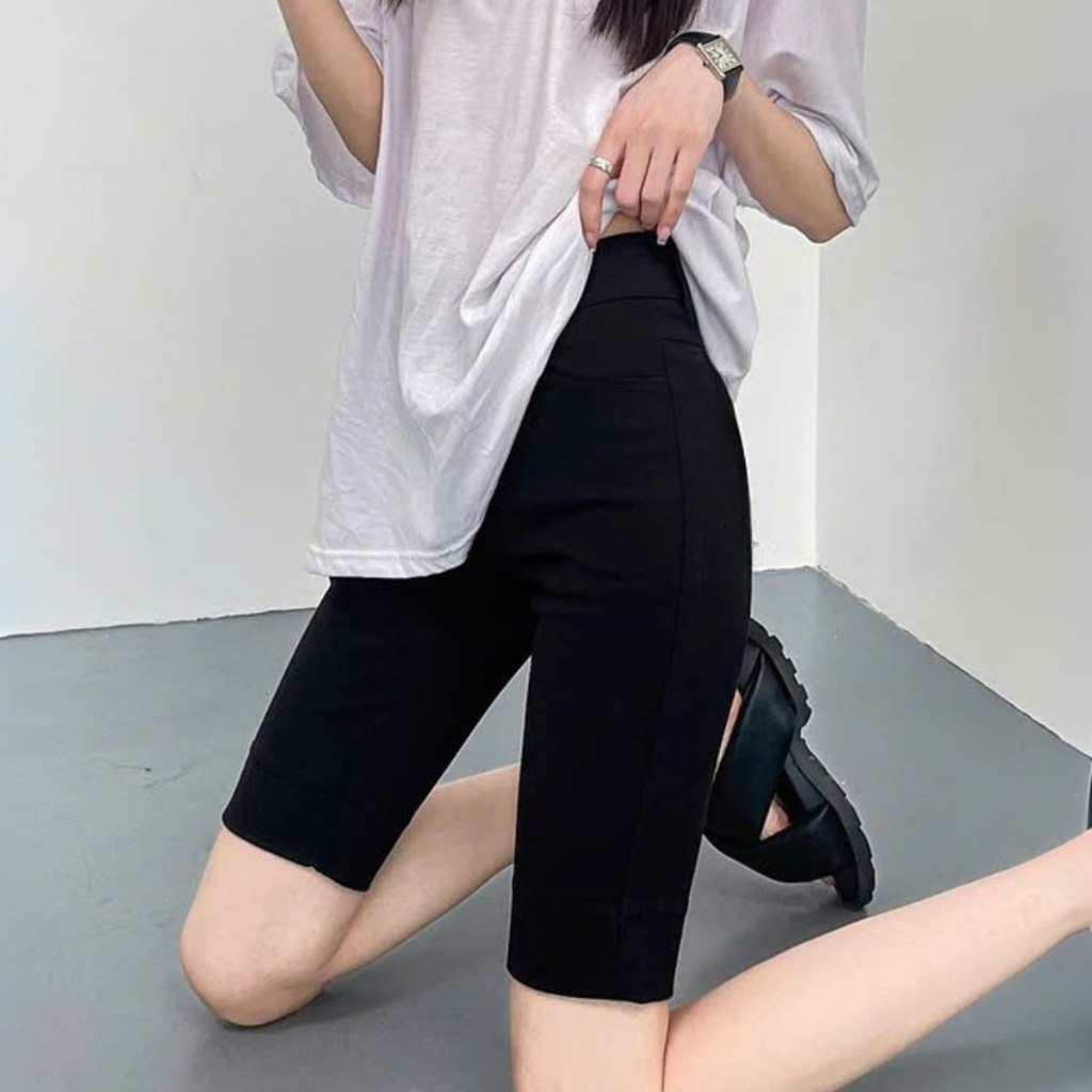 Quần Legging Nữ dáng lửng màu đen - Quần biker chất umi co giãn 4 chiều Loza LQ035224_thumbnail_3