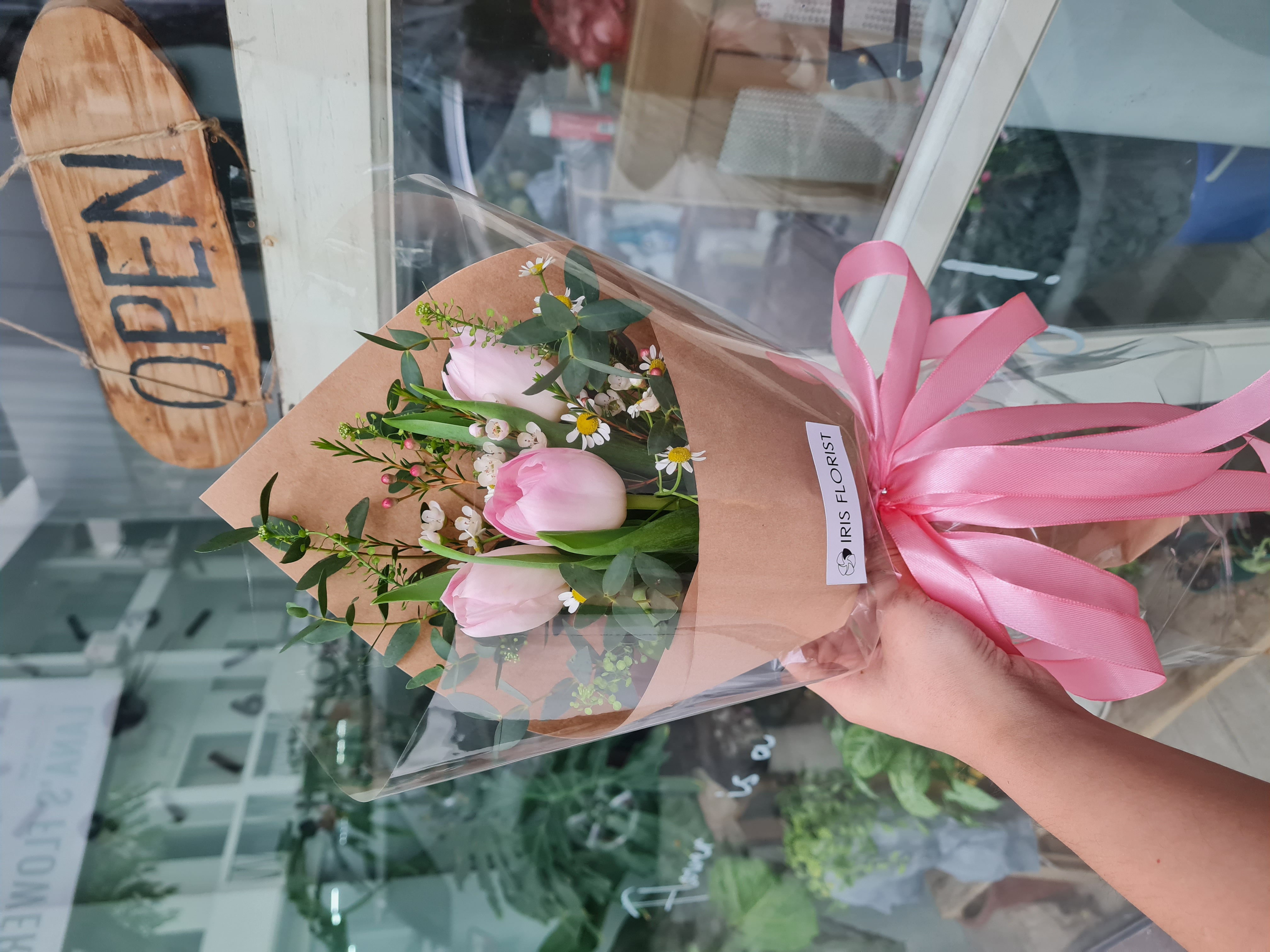 Bó tin nhắn - Tulip Hồng 3b