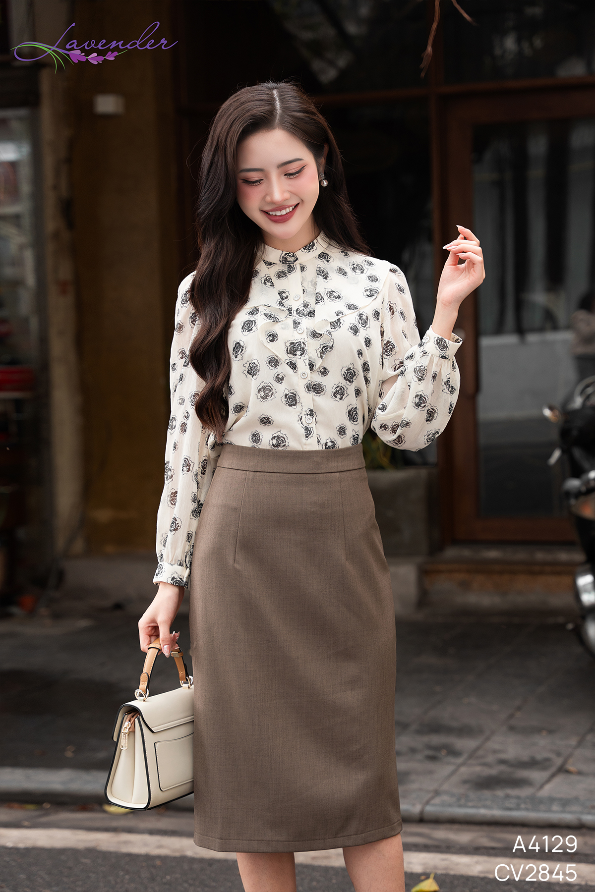 Áo sơ mi kt họa tiết hoa 2 màu A4129