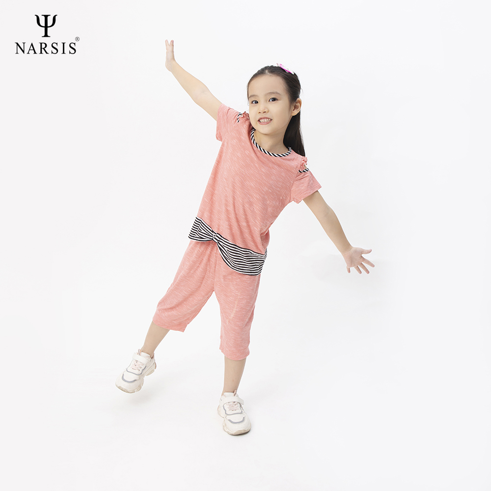 BỘ HÈ BÉ GÁI KM0017 NARSIS CHẤT LIỆU THOÁNG MÁT, DỄ CHỊU, THOẢI MÁI CẢ NGÀY, DỄ VẬN ĐỘNG_thumbnail_2