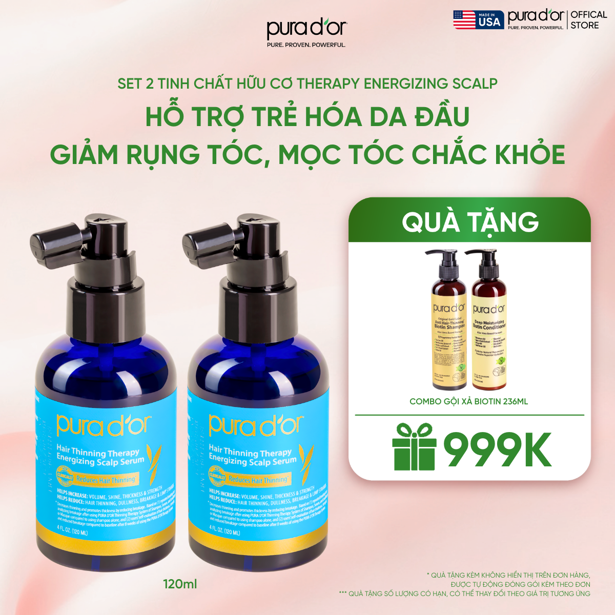 Set 2 Tinh chất hữu cơ Therapy Energizing Scalp Giúp trẻ hóa da đầu - Giảm rụng tóc, mọc tóc chắc khỏe 120ml