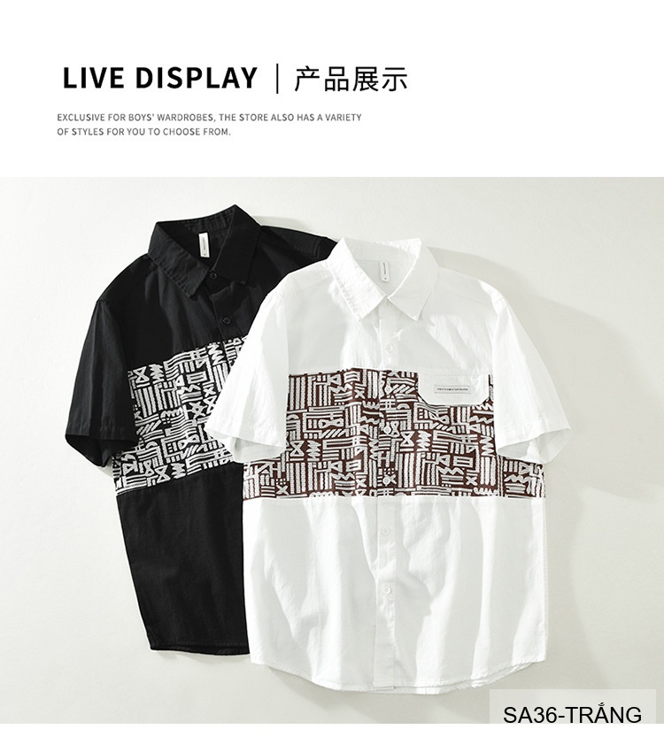 SA36 - Áo sơ mi nam tay ngắn họa tiết phối màu phong cách Hàn Quốc_thumbnail_7