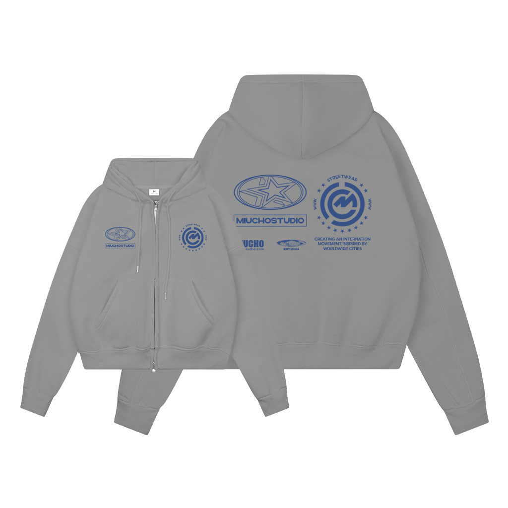 Áo hoodie zip local brand form boxy HXD1576 Miucho vải nỉ bông dày dặn khóa kéo in mix_thumbnail_0