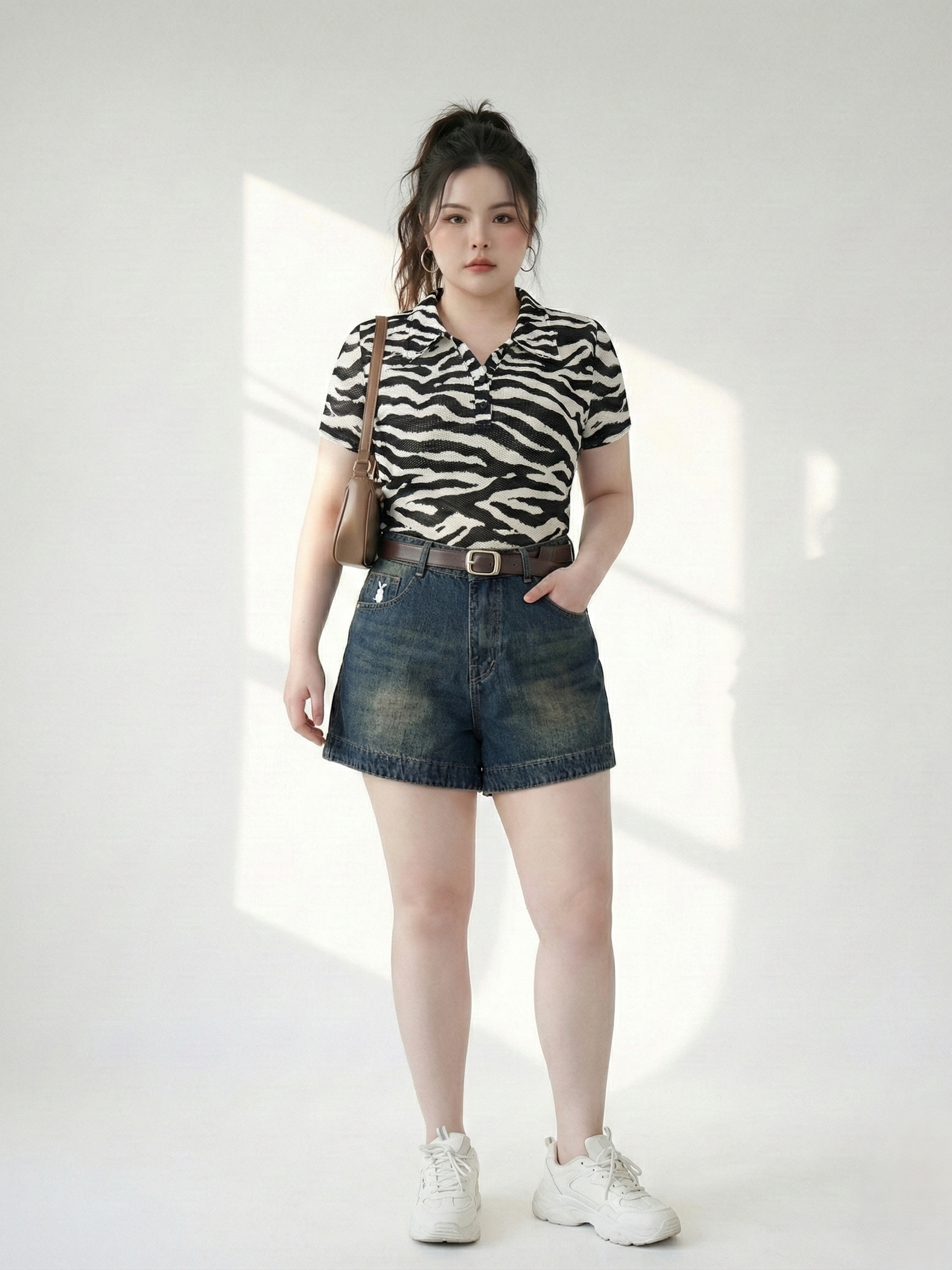 Quần short jean thêu thỏ kiểu bigsize QSJ1302 dành cho nàng béo mập từ 55-90kg