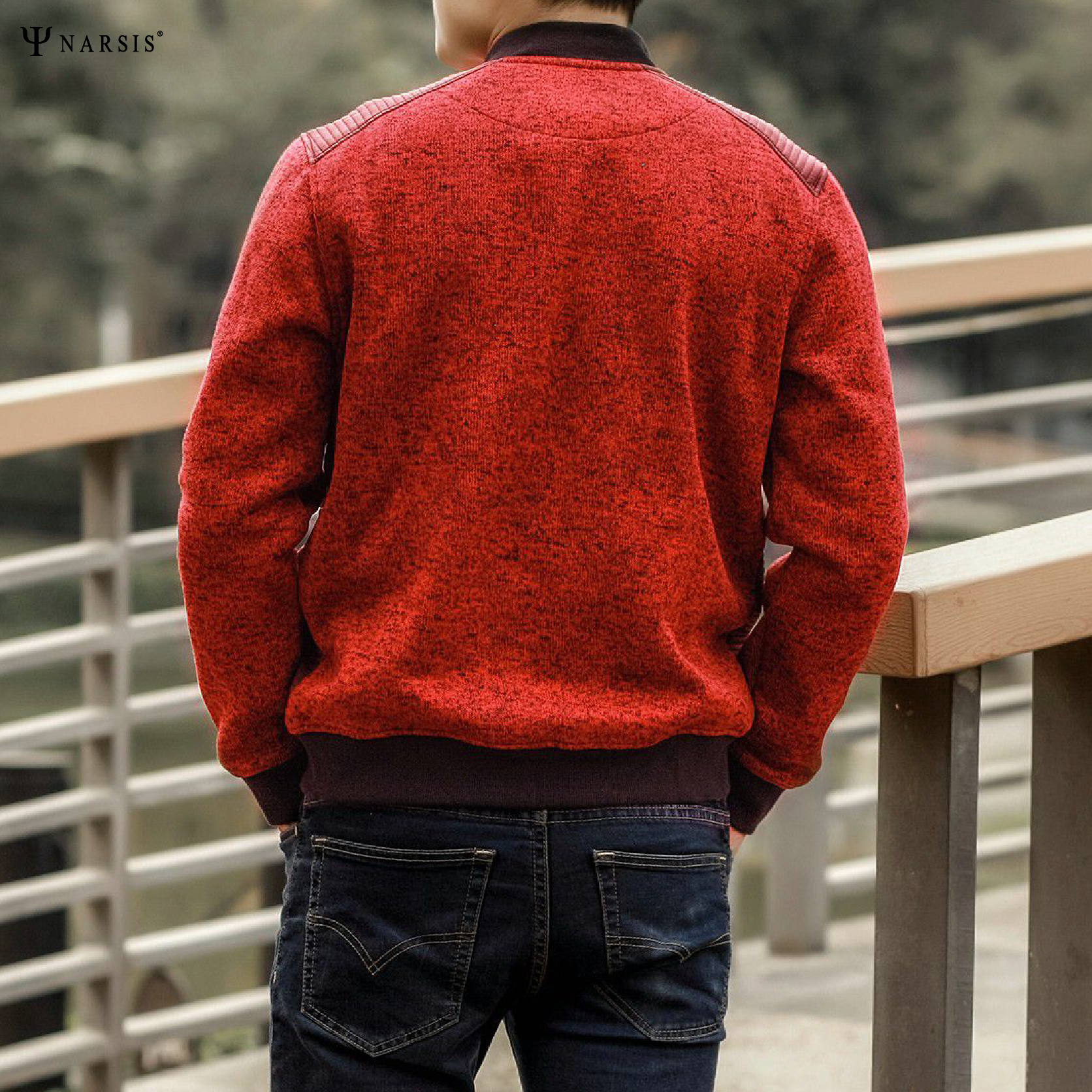 ÁO NAM BOMBER THỂ THAO D7098 NARSIS VẢI LEN COTTON ẤM ÁP, THOÁNG MÁT, GIỮ ẤM TỐT, MỀM MẠI_thumbnail_4