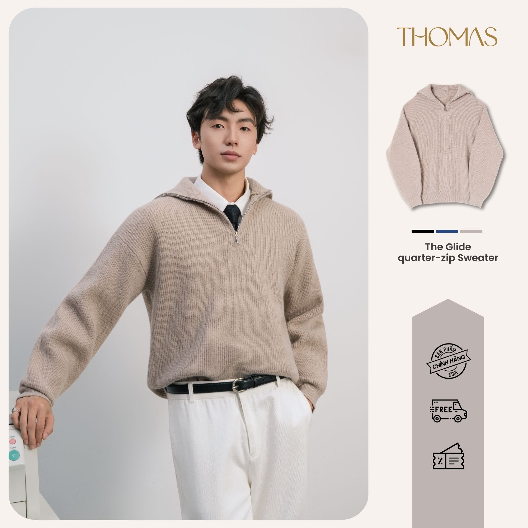 Áo Sweater Quarter-Zip Len Viscose Form Relaxed_thumbnail_5