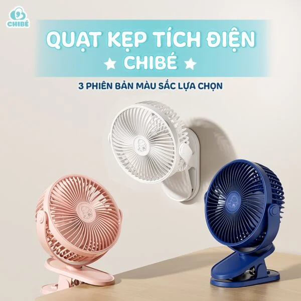 QUẠT KẸP TÍCH ĐIỆN CHIBÉ - Xanh Than