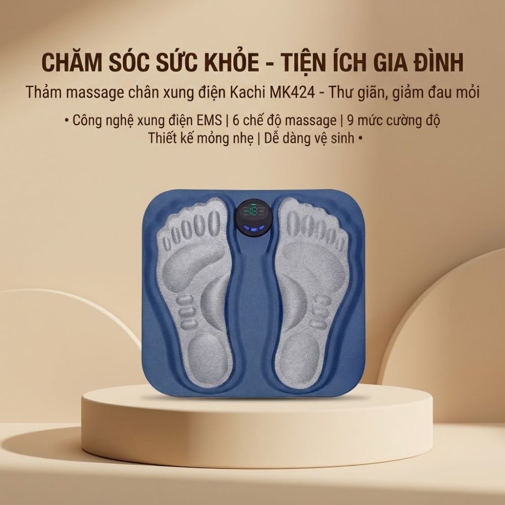 Thảm Massage Chân Xung Điện Kachi MK424 Pin Sạc - Giảm Đau Mỏi, Cải Thiện Tuần Hoàn Máu