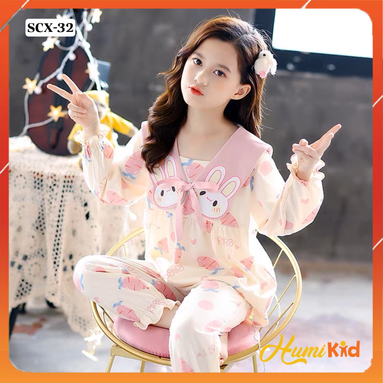 BỘ NGỦ COTTON BÉ GÁI (SCX32)