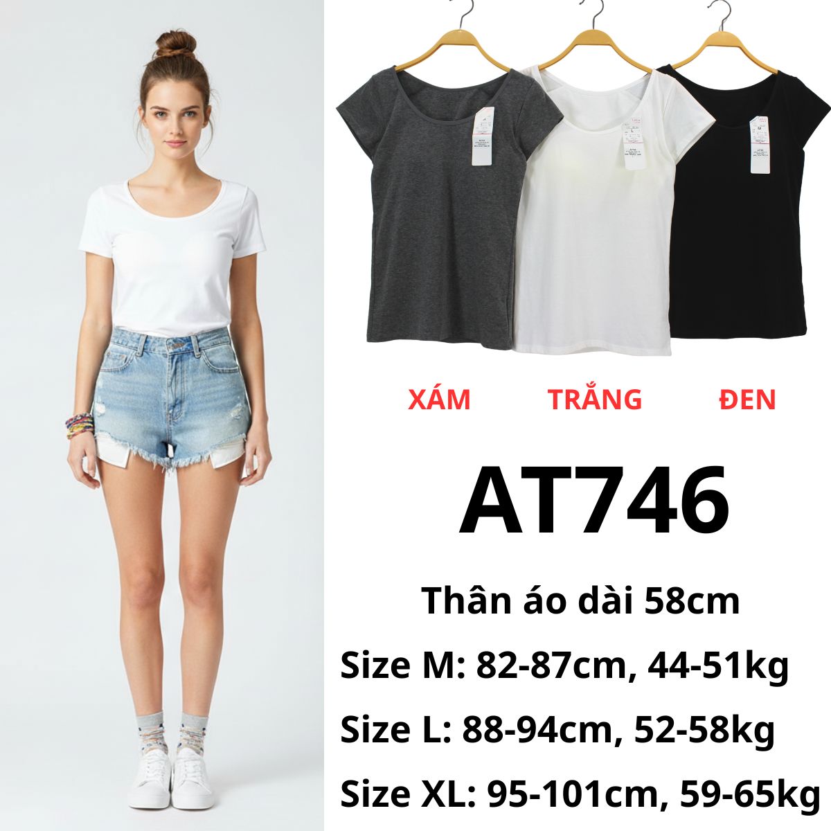 AT746- ÁO THUN CÓ ĐỆM NGỰC