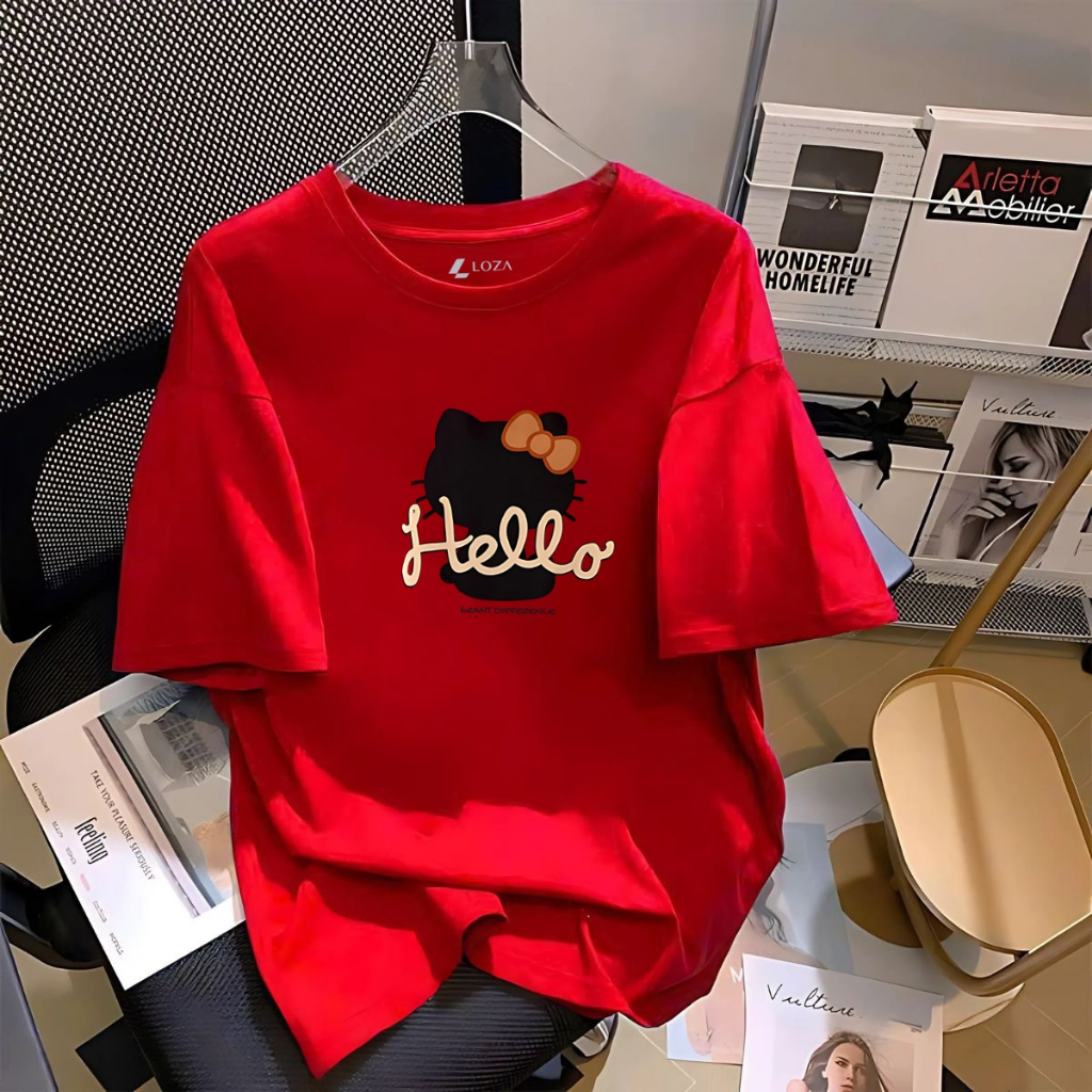 [Form rộng] Áo thun nữ in hình 'Mèo Hello'  - LOZA RT7968_thumbnail_4