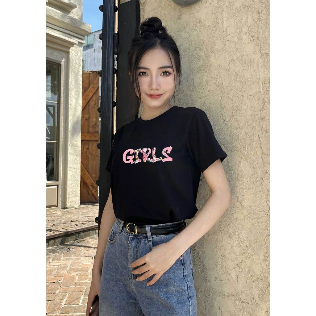 Áo thun nữ form vừa regular ARD555 Miucho Chic cotton cổ tròn in typography_thumbnail_4