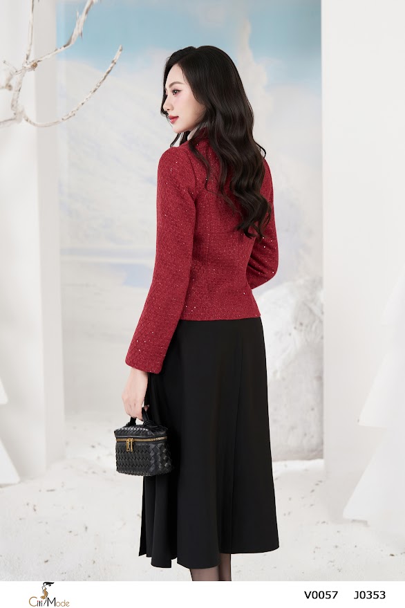 Vest cổ 2 ve màu đỏ đo