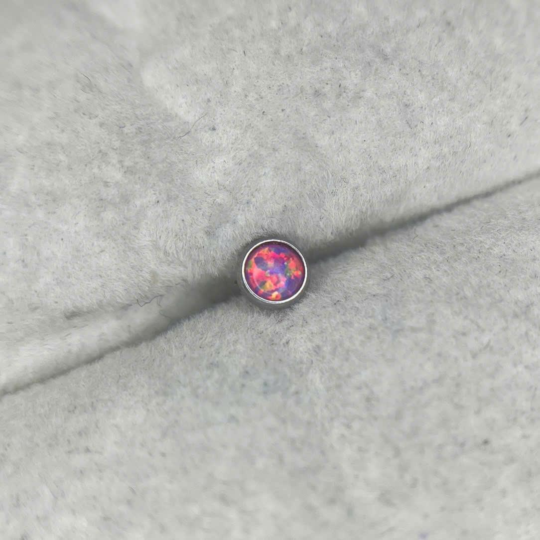 Charm cấy thép y tế opal tím size 4 thân 1.2.