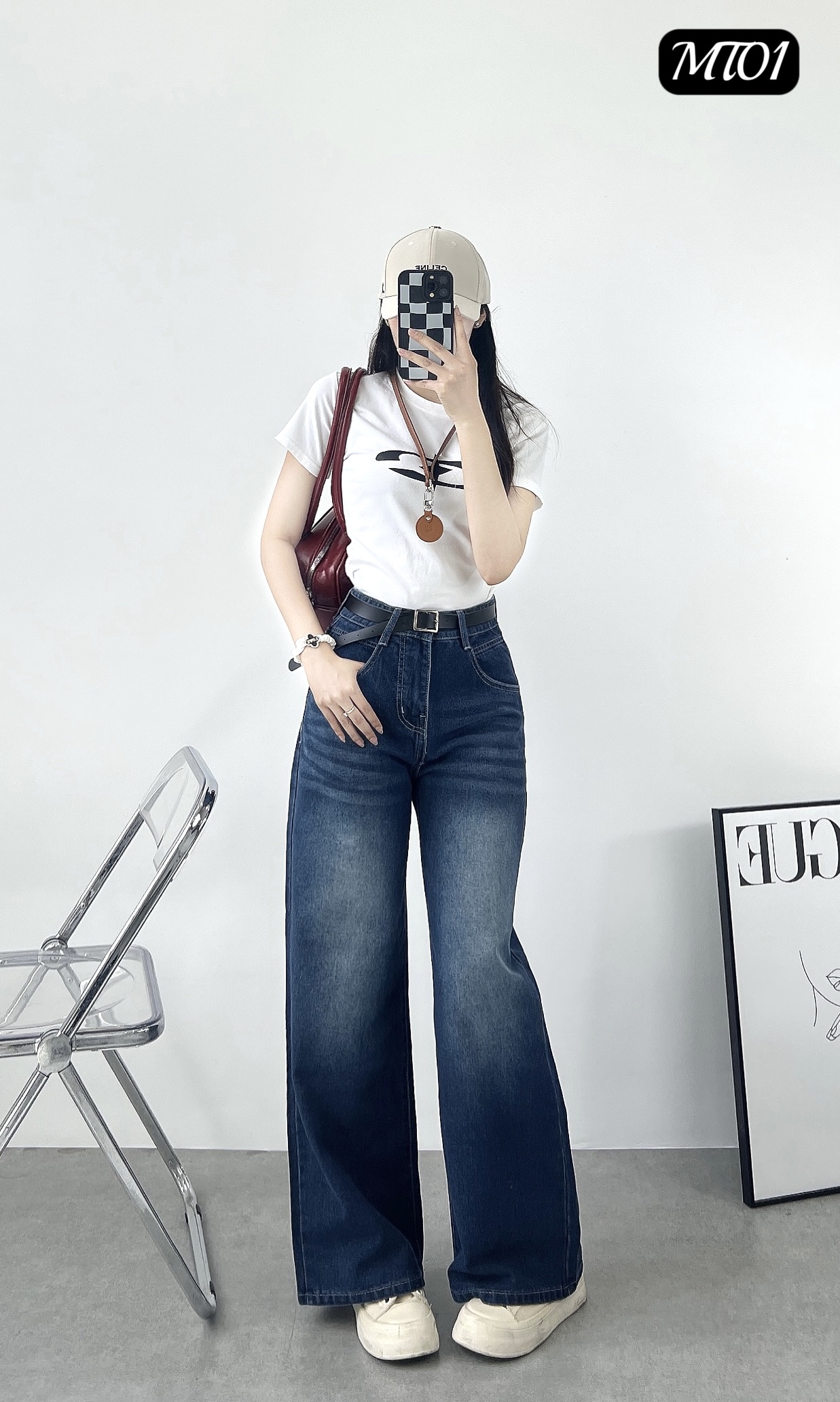 [MT-01] QUẦN JEANS COTTON ỐNG SUÔNG CAO CẤP Xanh Nhạt - PHONG CÁCH HÀN QUỐC_thumbnail_2