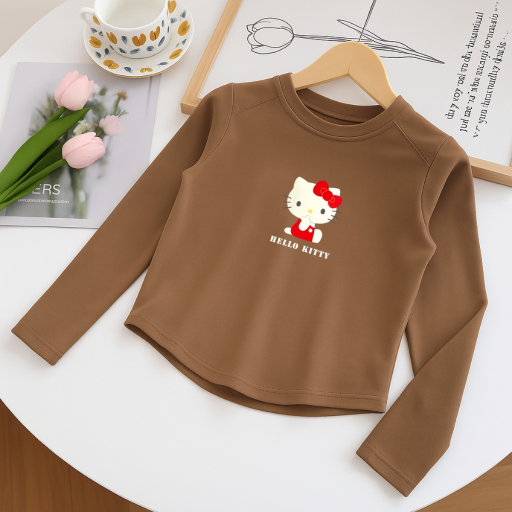 Áo thu đông cho bé gái in hình Hello Kitty, Melody  - Áo thun dài tay trẻ em-Loza Kids ON004_thumbnail_5