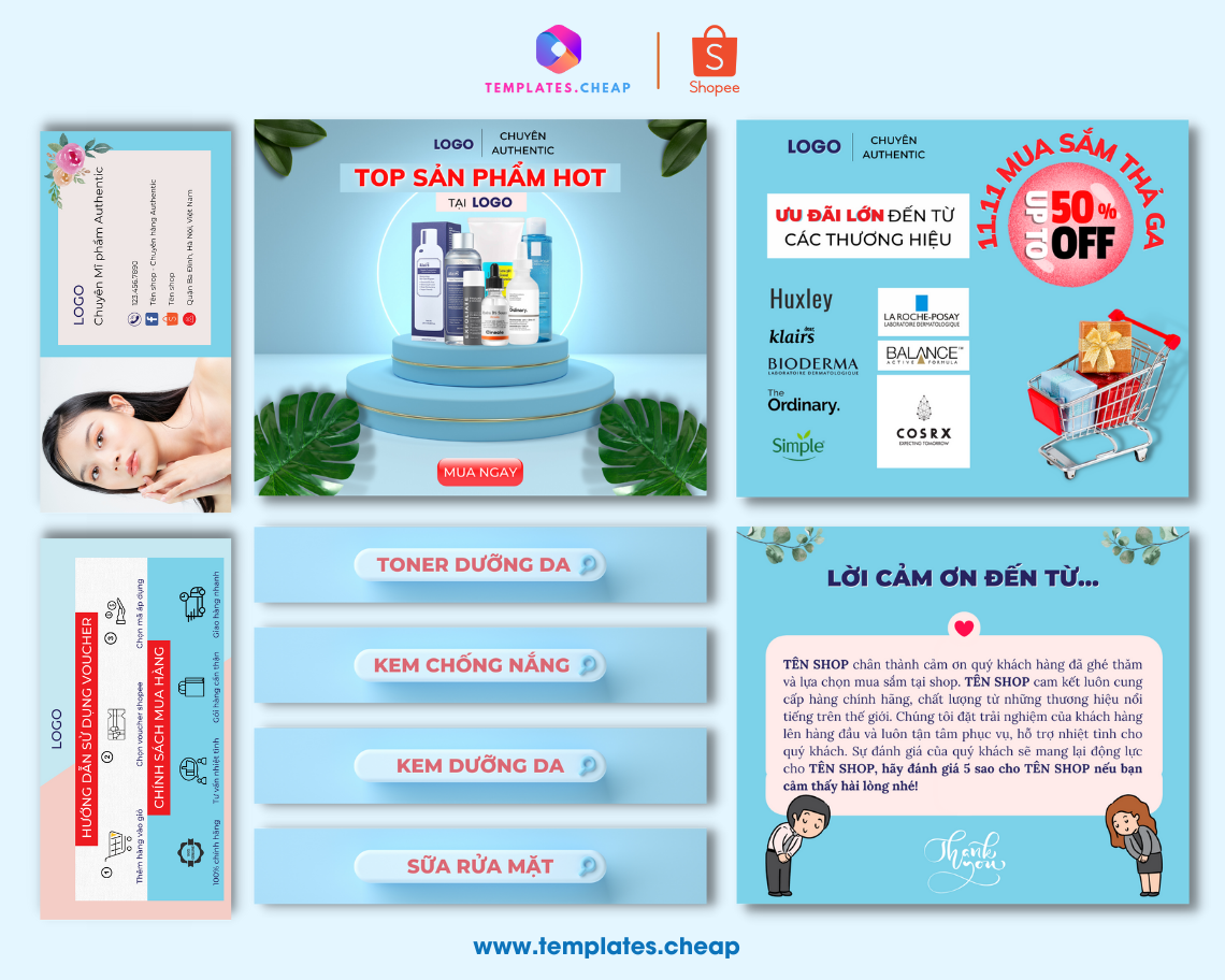 shopee templates mi pham xanh 1