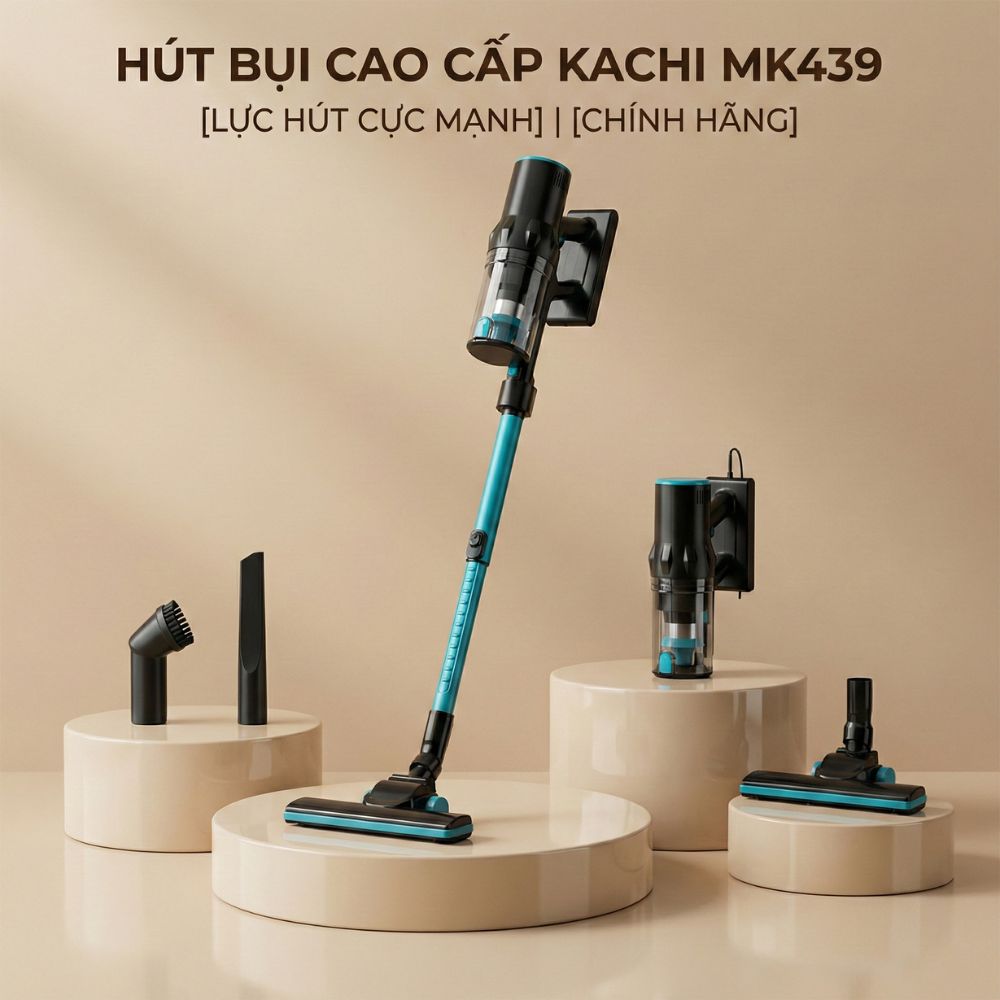 Máy Hút Bụi Cầm Tay Kachi MK439 – Lực Hút Mạnh 15.000Pa, Gọn Nhẹ, Hiệu Quả Tối Ưu