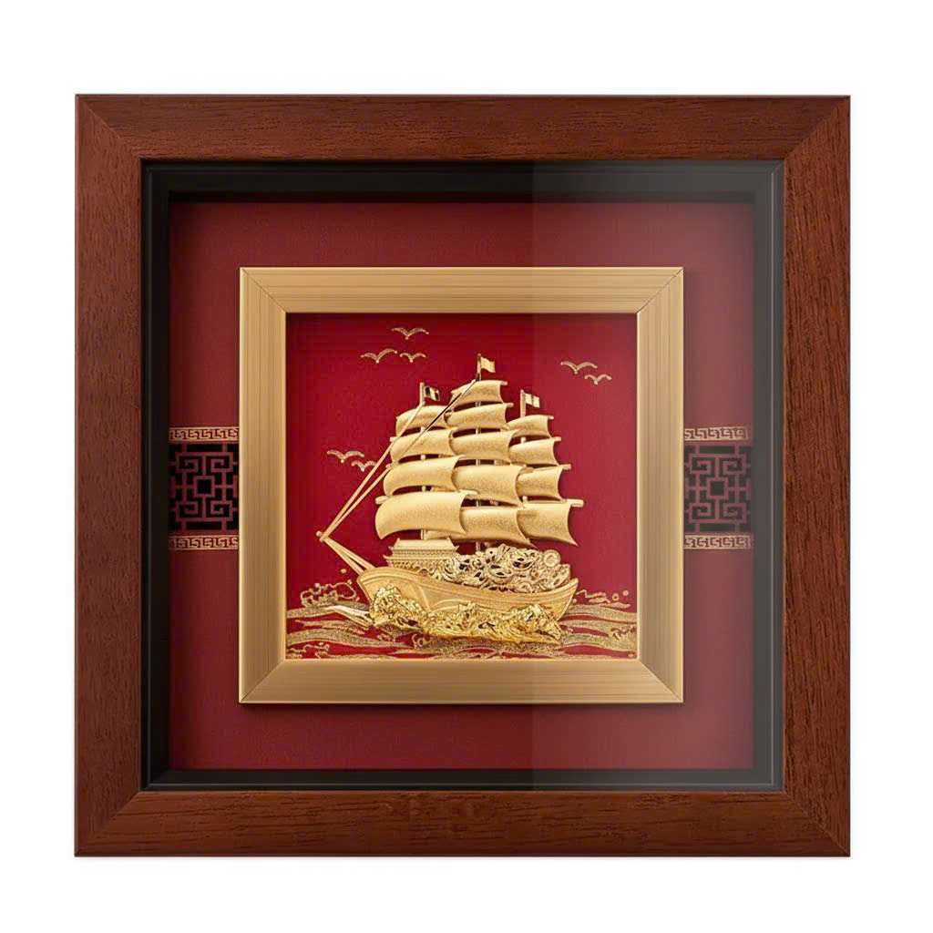 Tranh thuyền mạ vàng 24k KT 23 X 23 CM_thumbnail_3