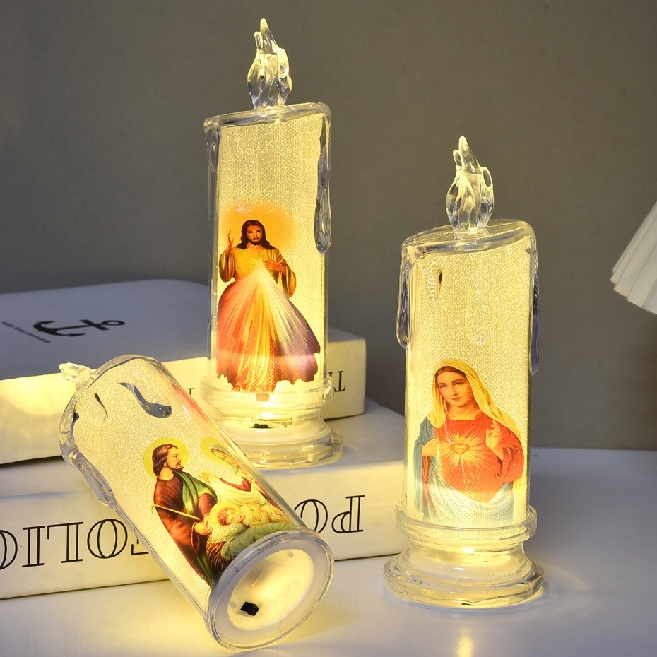 Nến Điện Tử Công Giáo - Nến Công Giáo Đèn Led Hình Chúa Chạy Pin Để Bàn Thờ Chúa - Quà Tặng NS1285_thumbnail_1