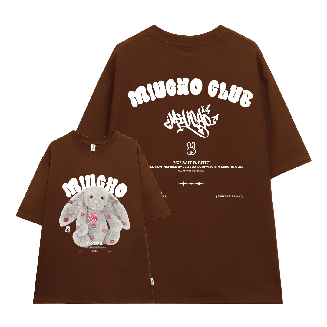 Áo thun thỏ Bunny form rộng local brand ATD1255 Miucho tay ngắn cổ tròn in mix_thumbnail_6