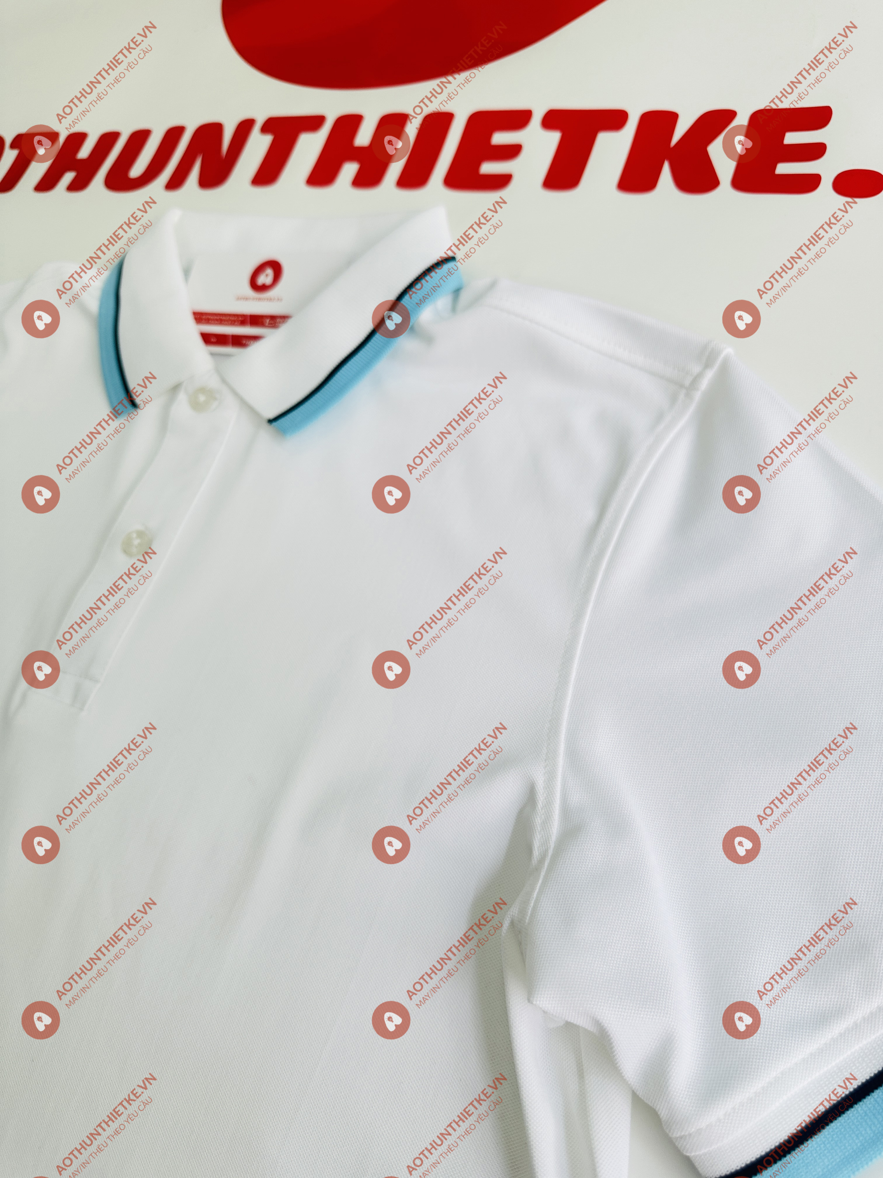 Áo Đồng Phục Polo 2 Sọc Trắng Thiên Thanh_thumbnail_1
