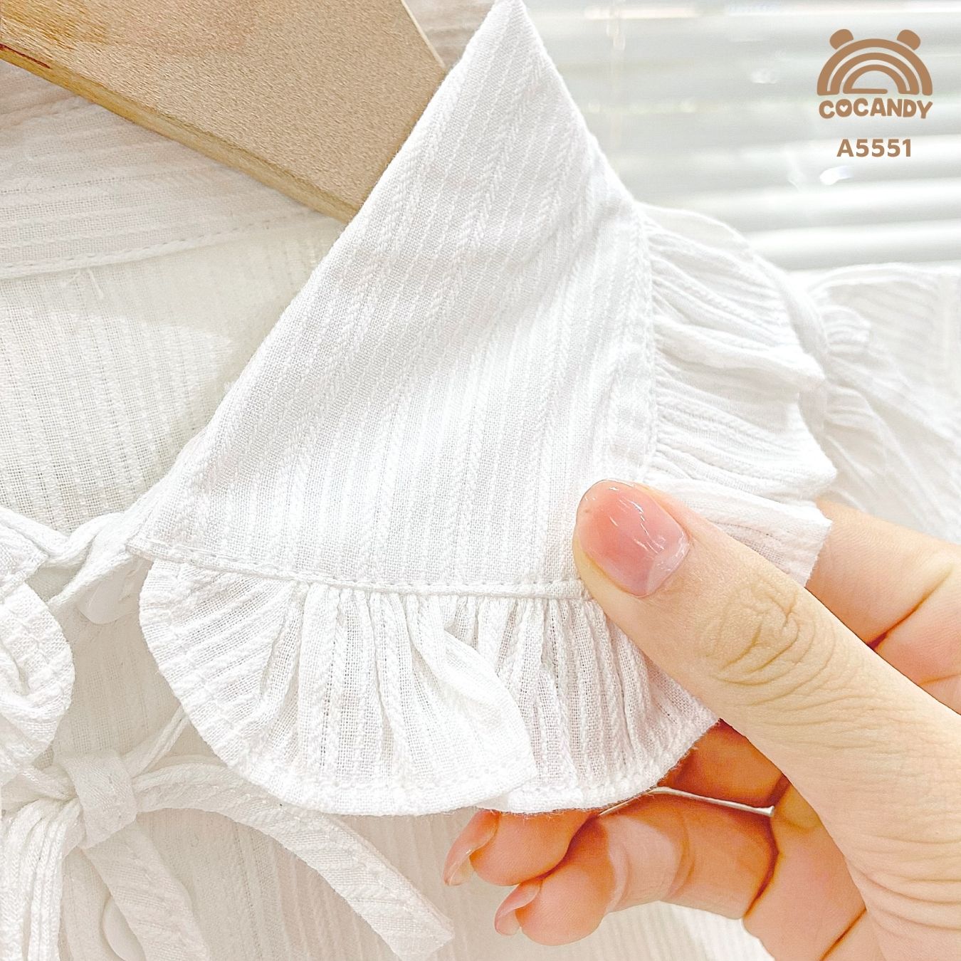 Áo cộc sơ mi TRẮNG sơ mi phối bèo_thumbnail_1