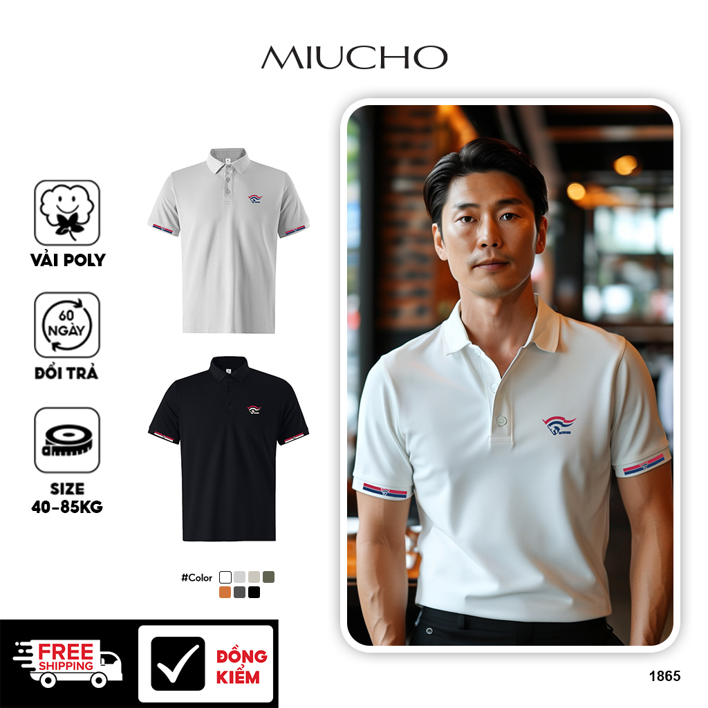 Áo polo nam form vừa 1865 Miucho Iconic vải cá sấu đứng form thoáng mát in basic_thumbnail_1
