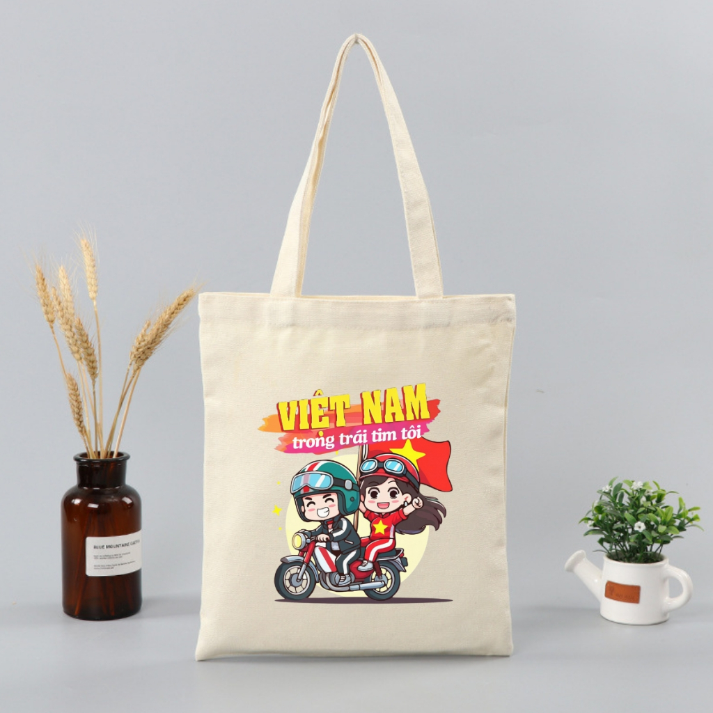 Túi tote vải canvas I Love Vietnam có khóa kéo và ngăn phụ - We Tee TOTE20_thumbnail_9