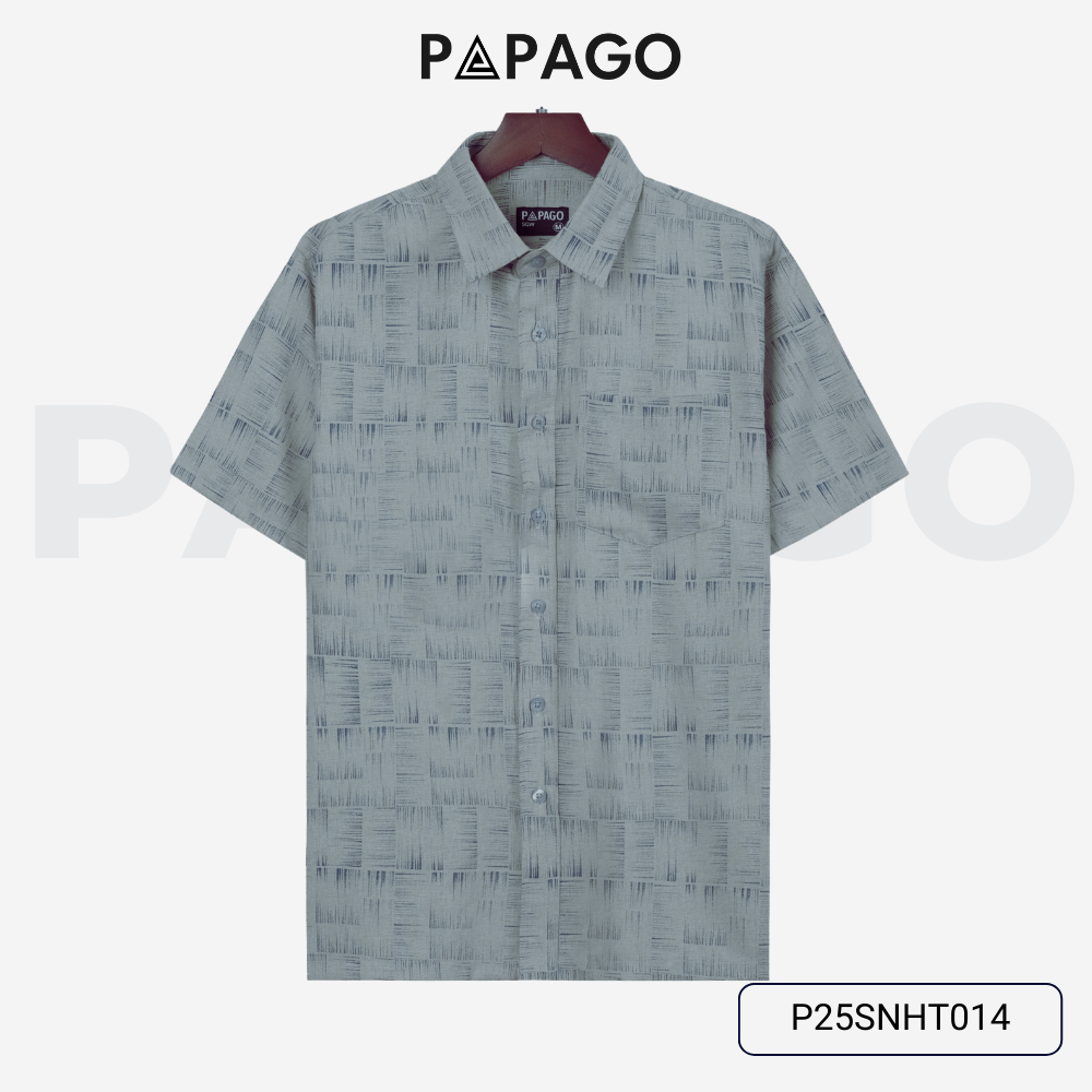 [MỚI] Áo sơ mi nam trung niên PAPAGO vải xô đũi in họa tiết tay ngắn lai ngang - P25SNHT014_thumbnail_5