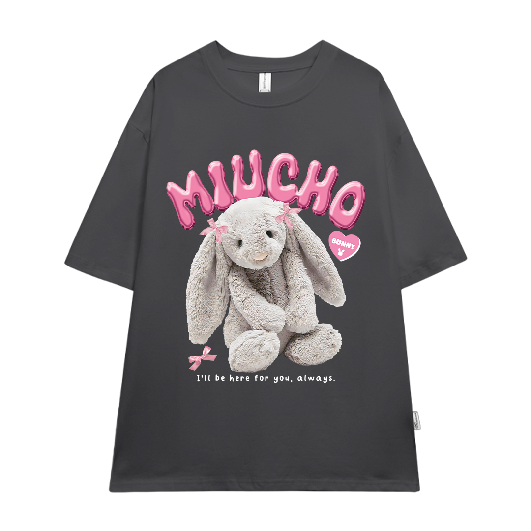 Áo thun thỏ Bunny form rộng local brand ATD1248 Miucho tay ngắn vải cotton co giản cổ tròn in mix_thumbnail_18