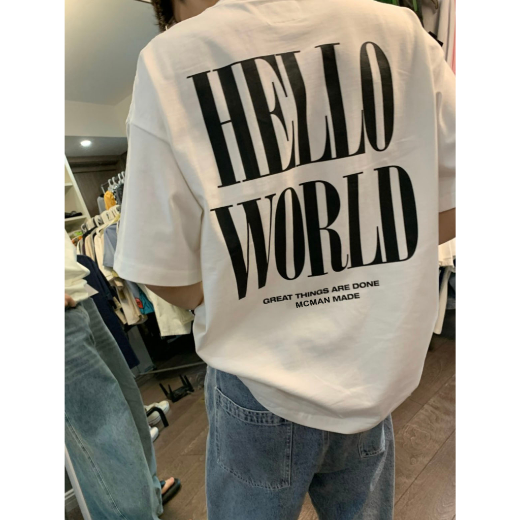 Áo thun nam form rộng ATD93 tay ngắn kiểu hàn quốc unisex vải cotton ATD93 Miucho Man in Typography_thumbnail_2