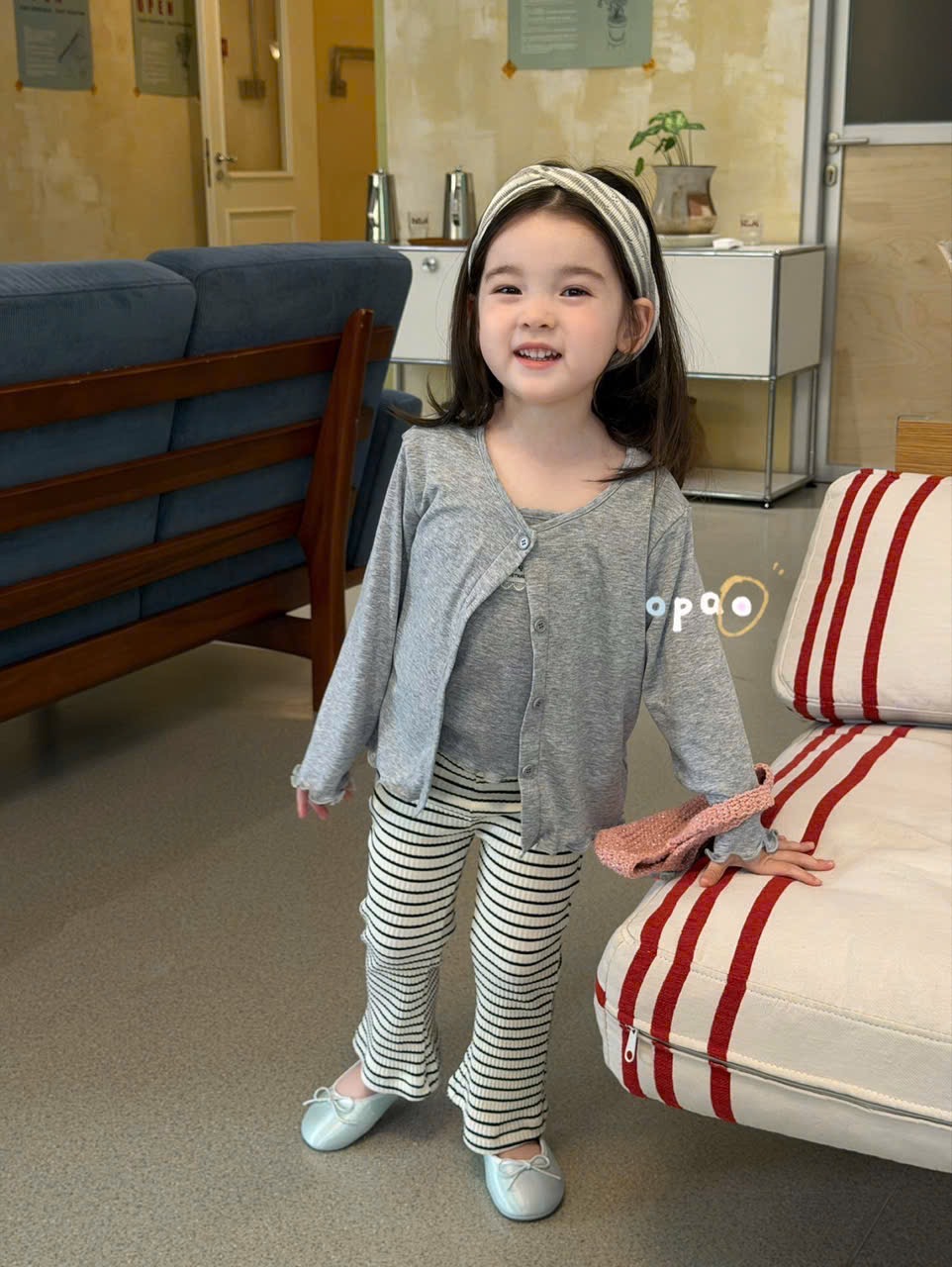 (E135) Quần thun tăm kẻ hãng Opao