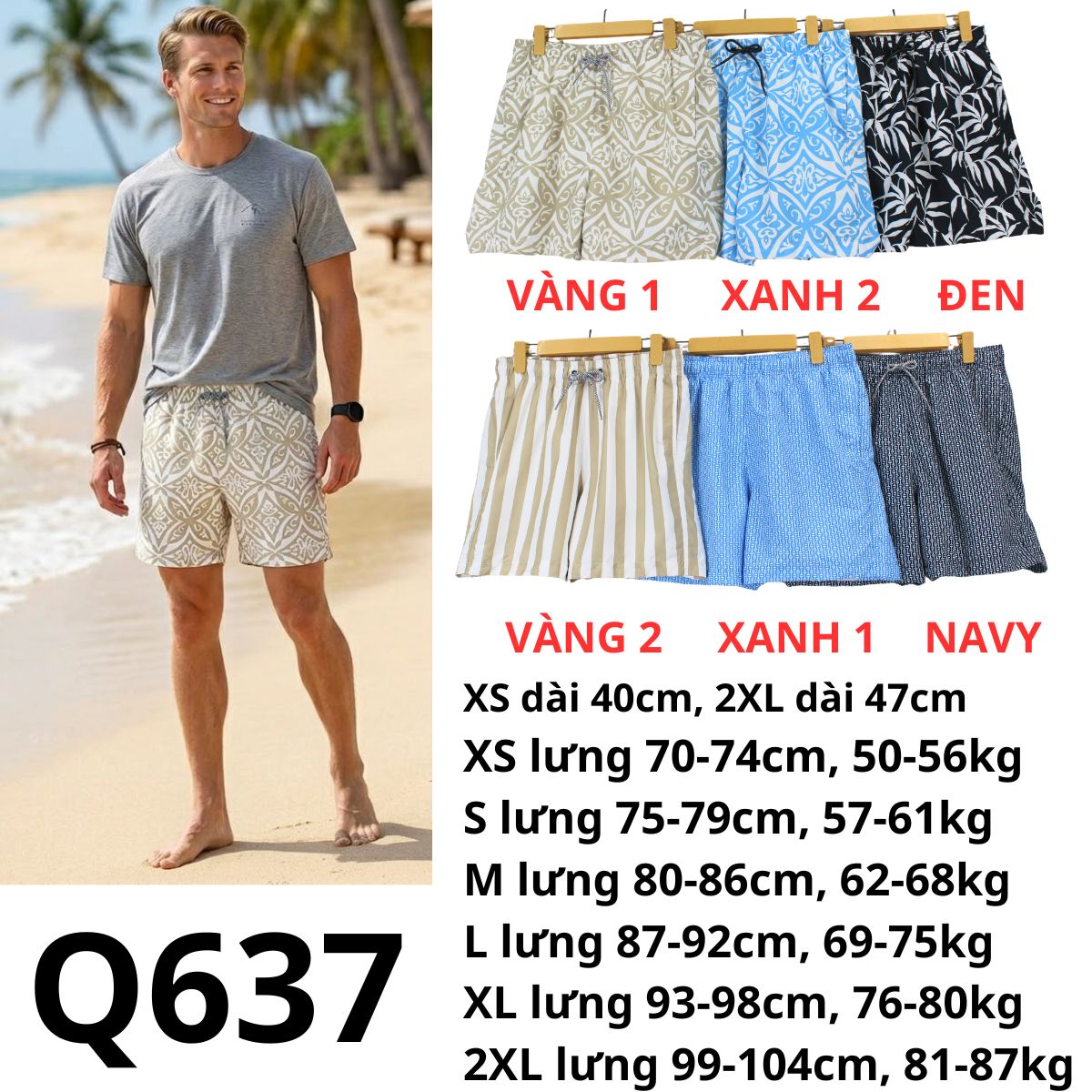 Q637- Quần đùi bơi nam
