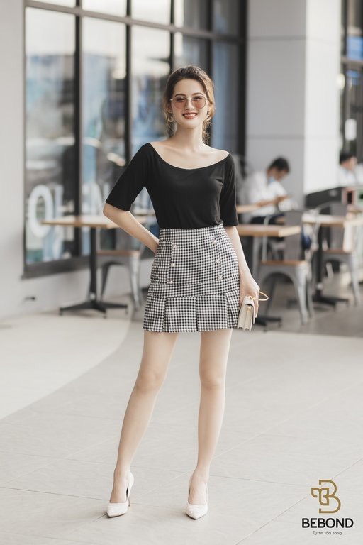Chân váy thời trang nữ kẻ caro trắng đen - Viria Skirt_thumbnail_3