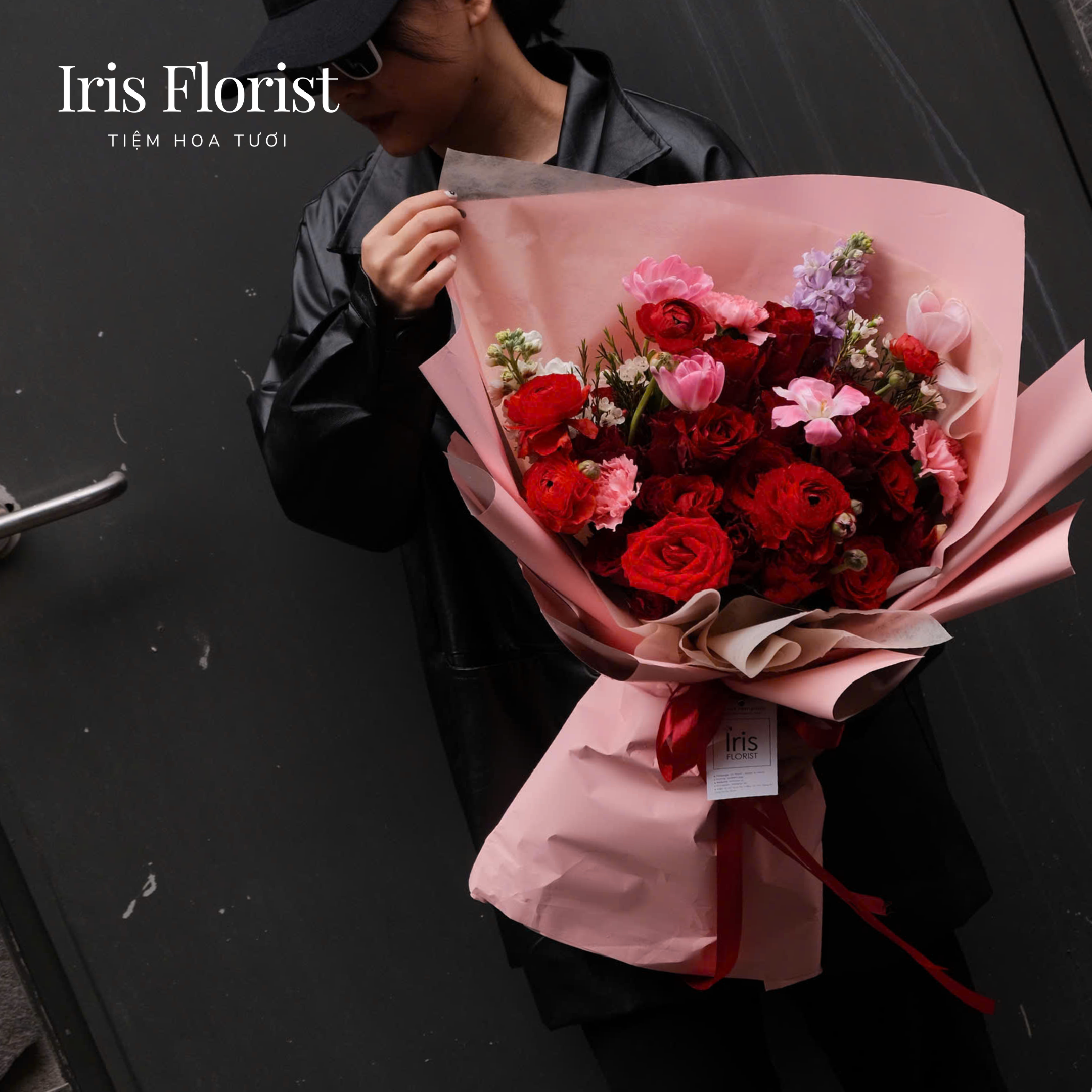 Bó hoa tone Đỏ hồng mix tulip