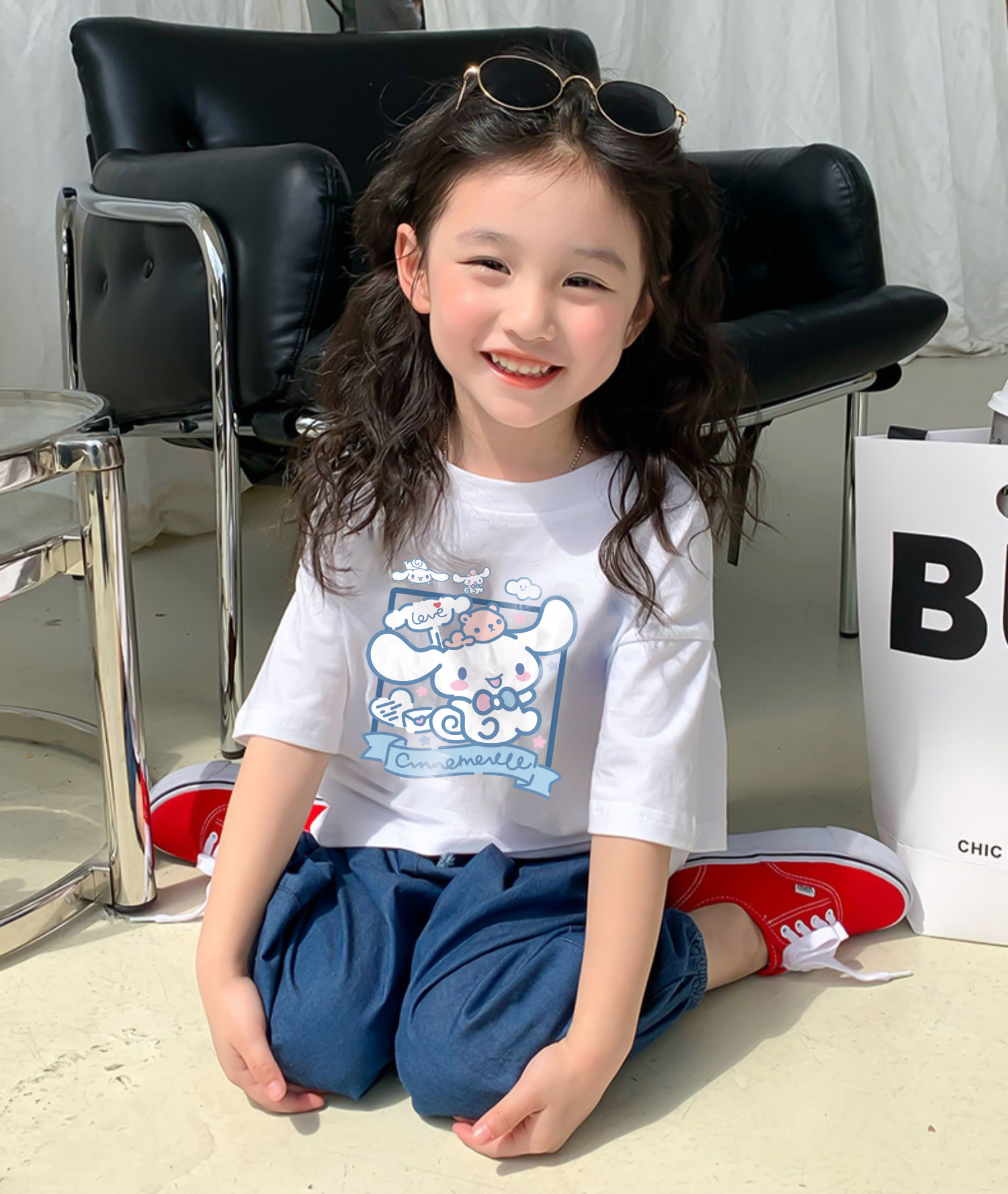 Áo thun bé gái form rộng chất vải cotton thoáng mát AED1543 Miucho Kid in artwork_thumbnail_3