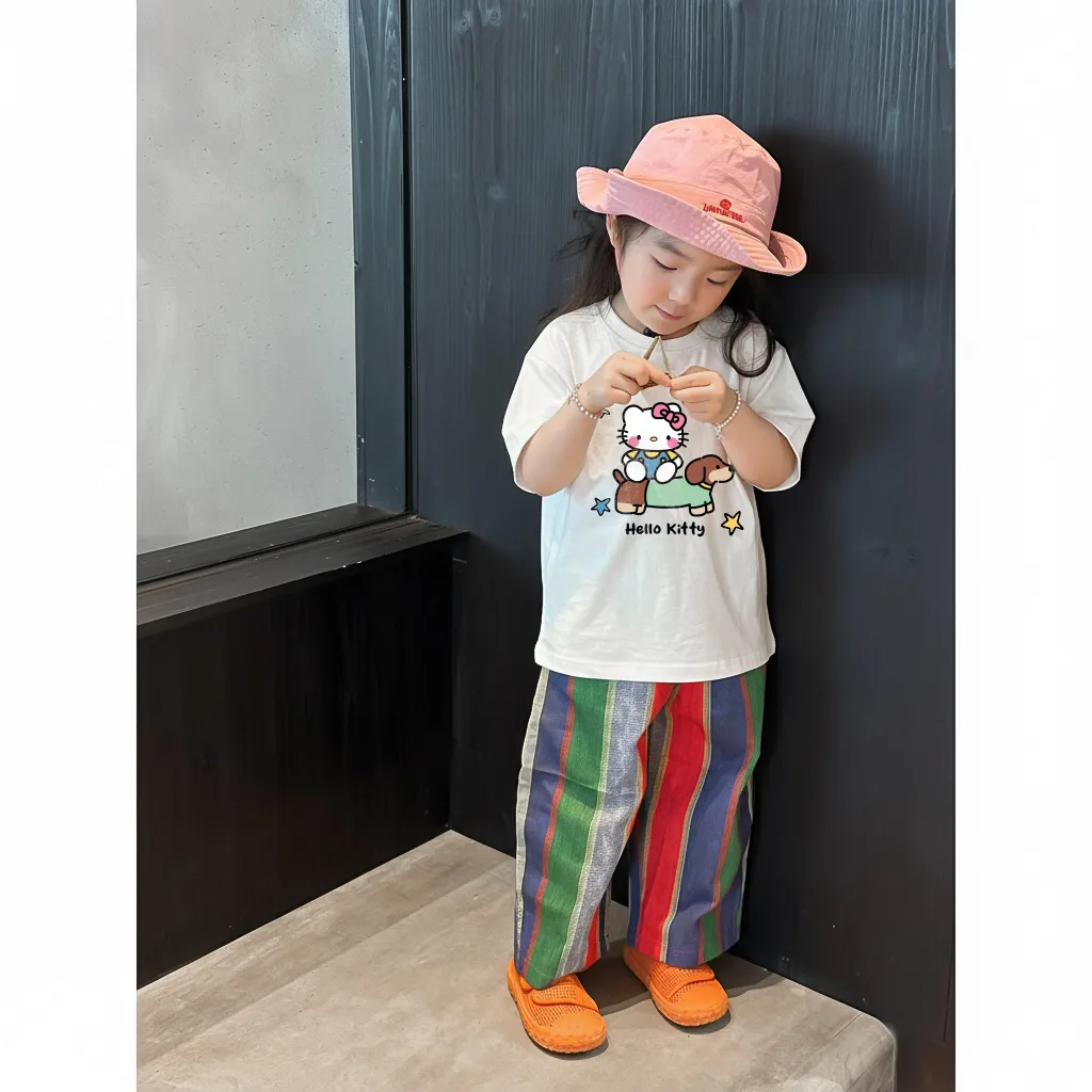 Áo thun kid Kado vải cotton cao cấp thoáng mát tay ngắn cổ tròn Kitty và cún in artwork 2882_thumbnail_3