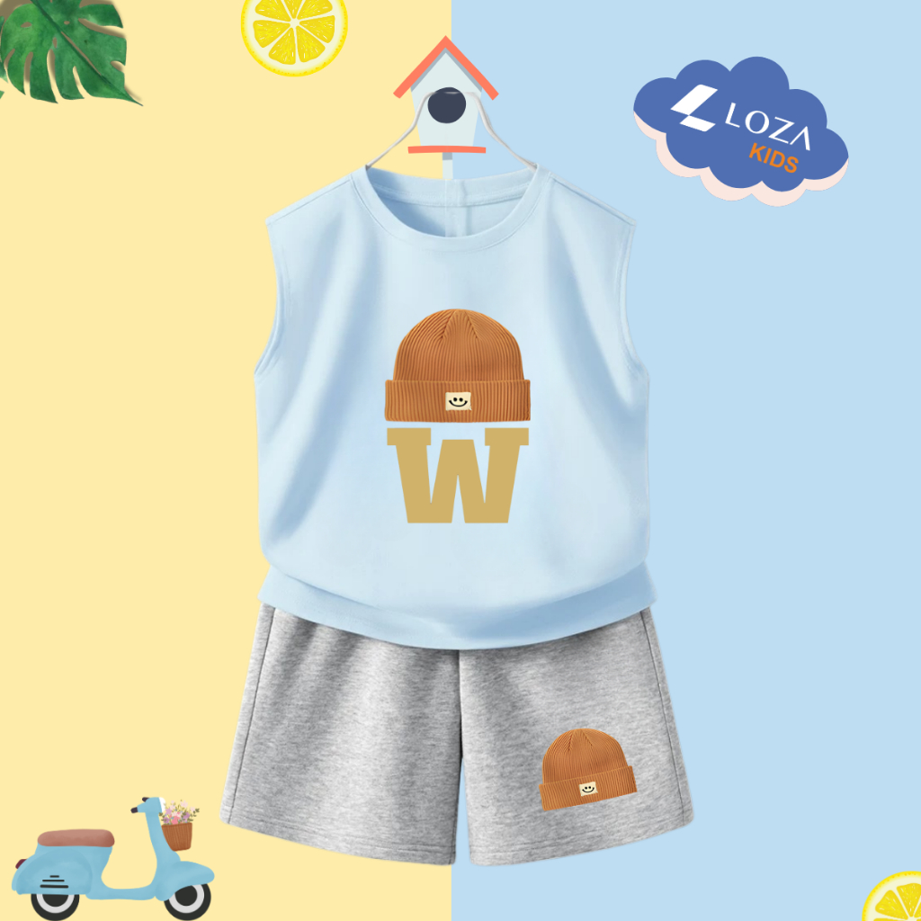 Bộ ba lỗ bé trai in hình Mũ W - Loza Kids BL240_thumbnail_3