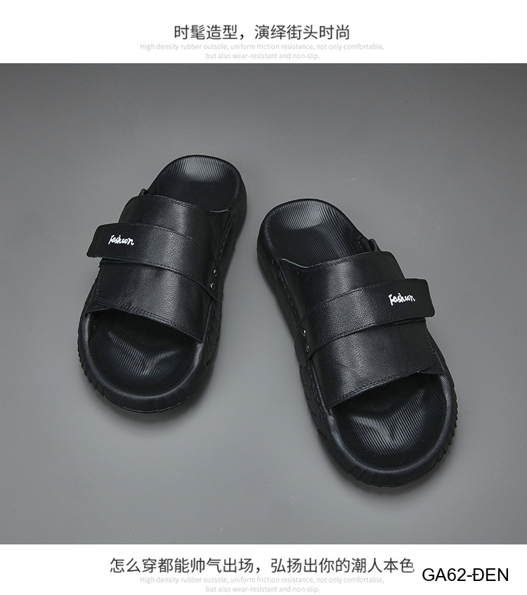 GA62 - Dép xỏ ngón nam phong cách Hàn, đế cao su êm ái, chất liệu da bò, 3 màu Trắng Xanh Lá Đen_thumbnail_20