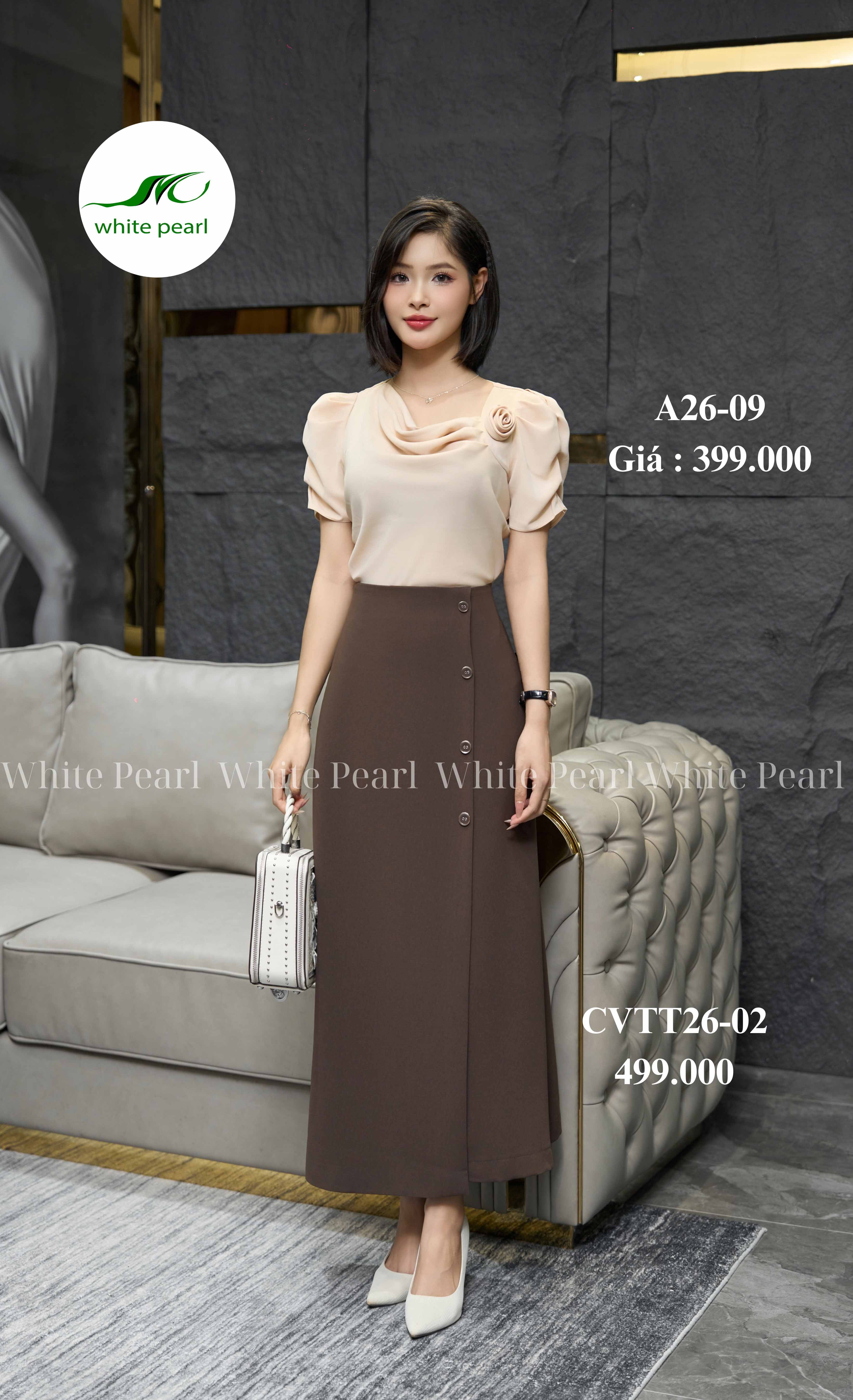 Chân váy thời trang xẻ trước thời trang công sở cao cấp nữ White Pearl_thumbnail_0