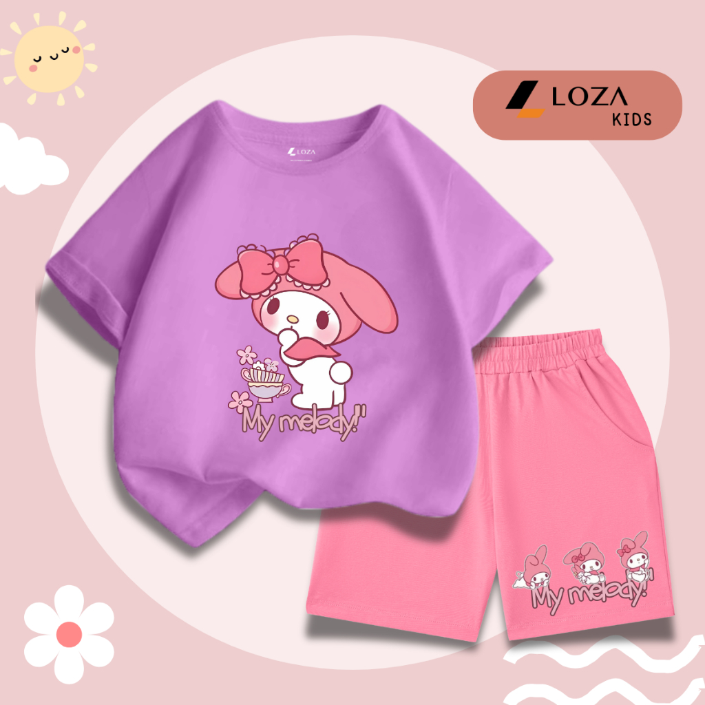 Bộ đồ bé gái in hình 