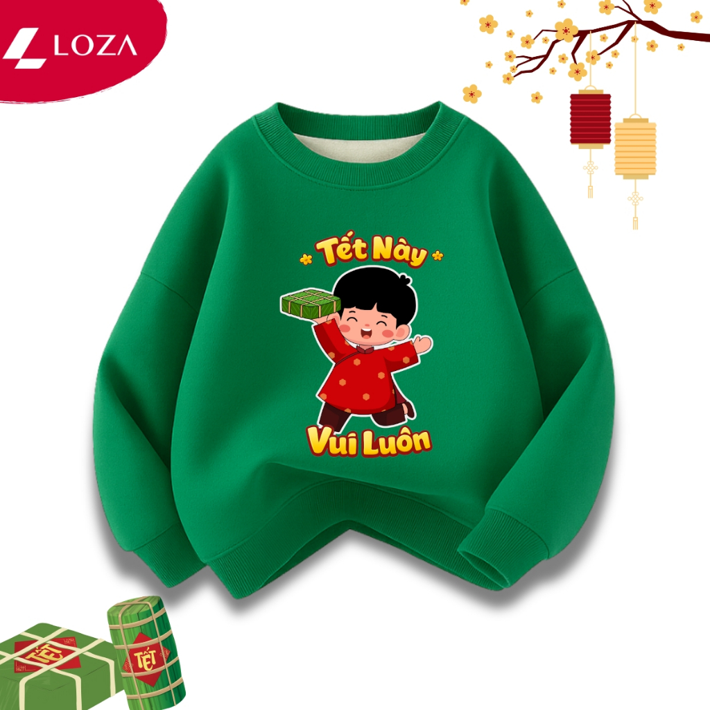 Áo nỉ sweater bé trai, bé gái hình 'Tết này vui luôn'- Loza Kids IN024_thumbnail_2